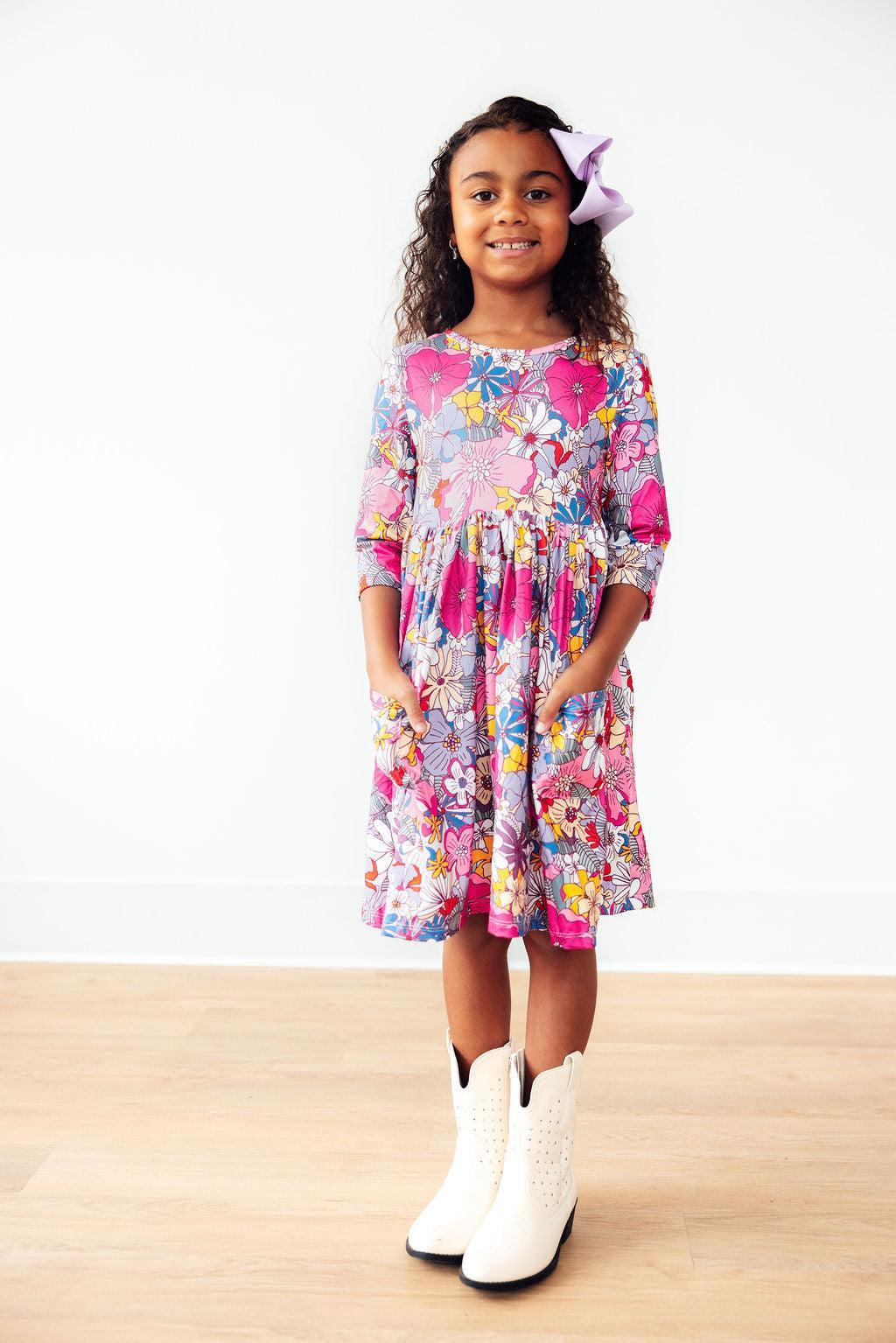 Mauve What's Up Buttercup 3/4 Sleeve Pocket Twirl Dress 4