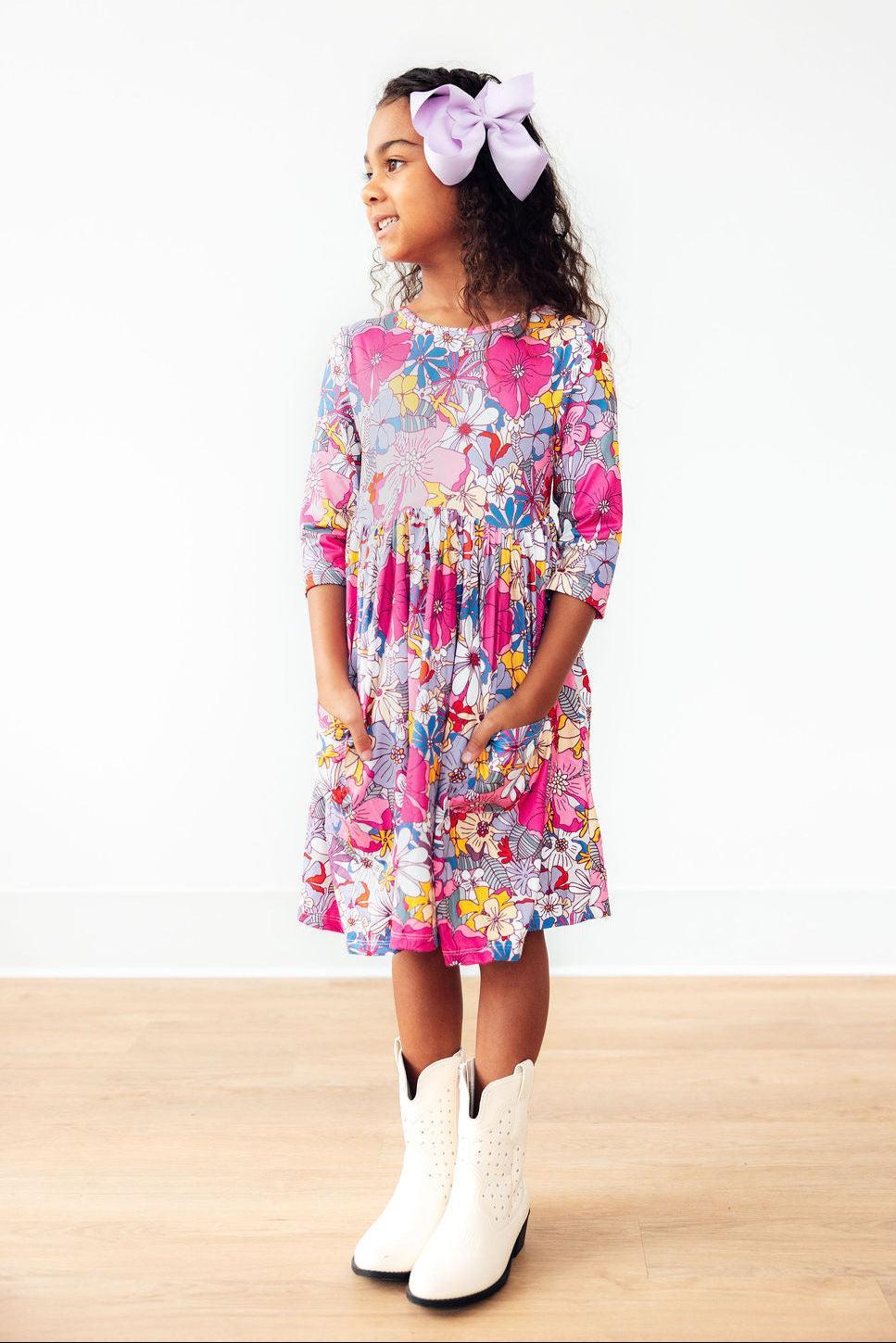 Mauve What's Up Buttercup 3/4 Sleeve Pocket Twirl Dress 5