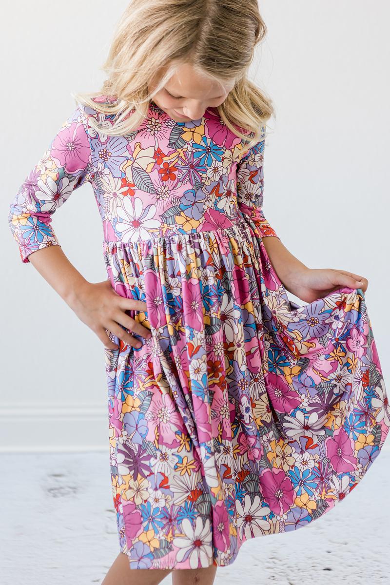 Mauve What's Up Buttercup 3/4 Sleeve Pocket Twirl Dress 6
