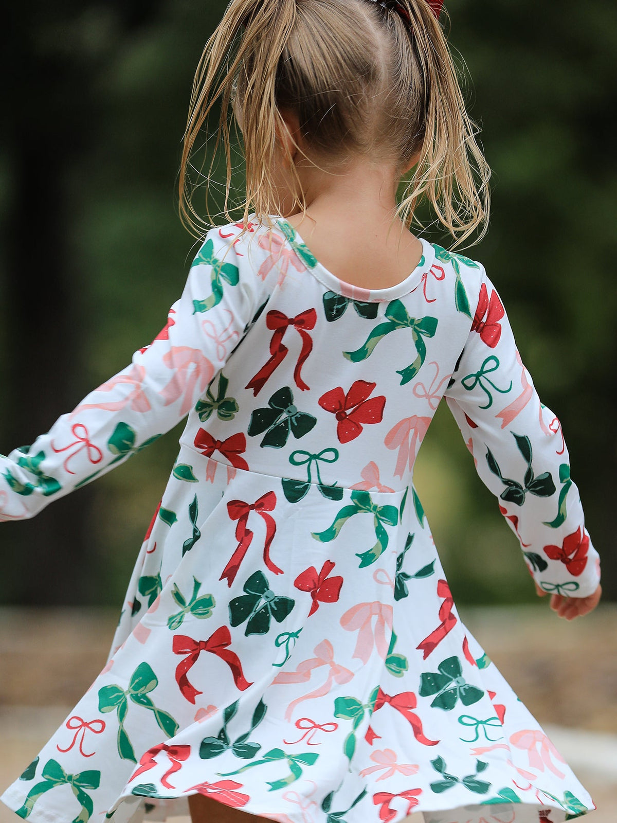 Girls Christmas Bow Print Dress 2