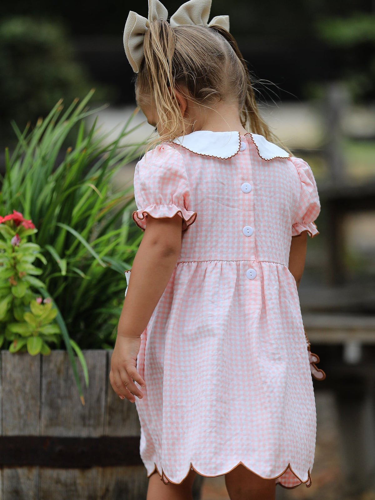 Christmas Girls Gingerbread Peter Pan Collar Dress 5