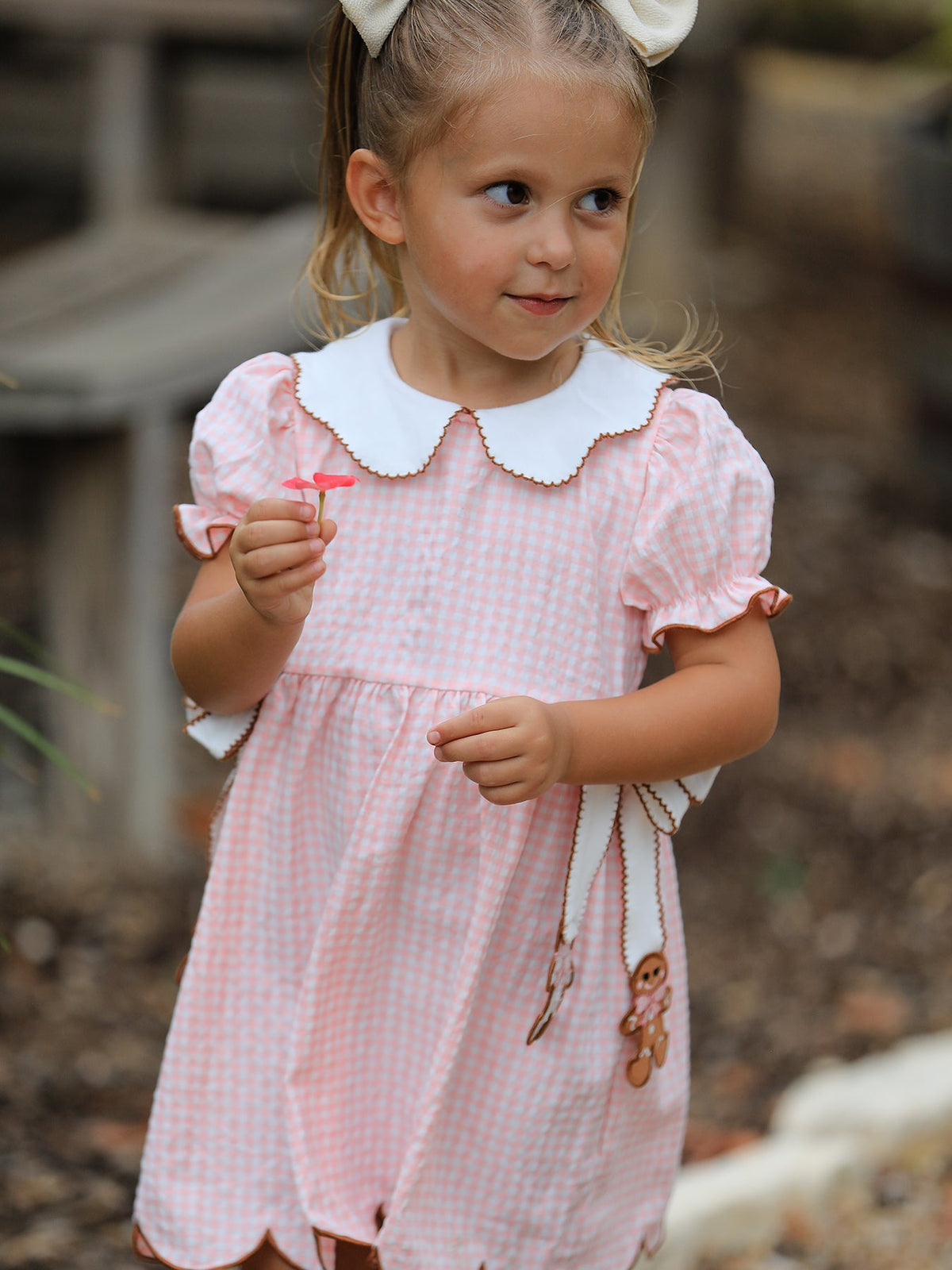 Christmas Girls Gingerbread Peter Pan Collar Dress 3