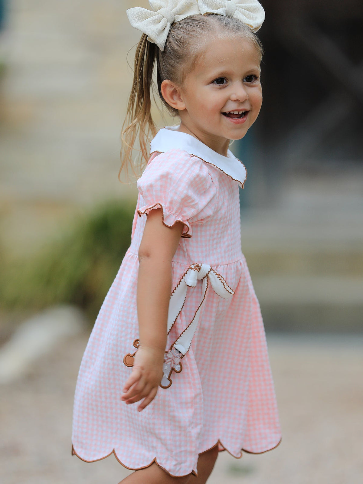 Christmas Girls Gingerbread Peter Pan Collar Dress 4