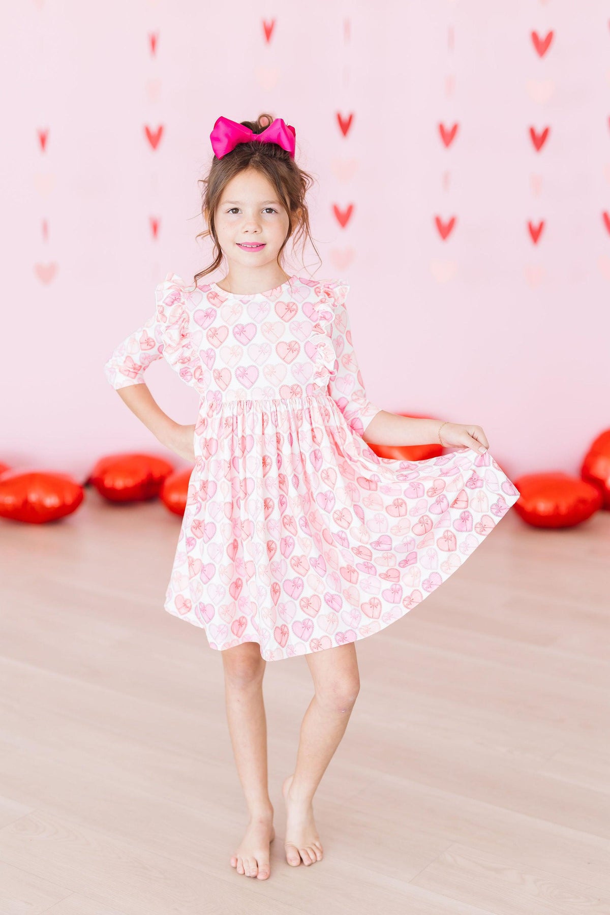 Melt My Heart 3/4 Sleeve Ruffle Twirl Dress 4