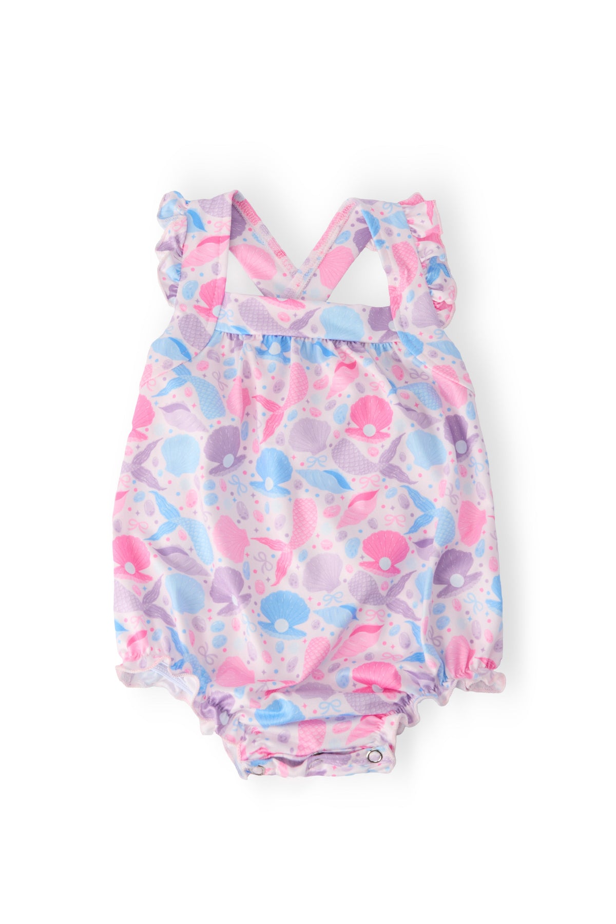 Mermaid Tails Ruffle Cross Back Romper 1