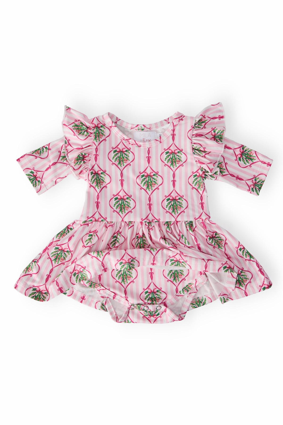 Merry Mistletoe 3/4 Sleeve Twirl Flutter Bodysuit 2