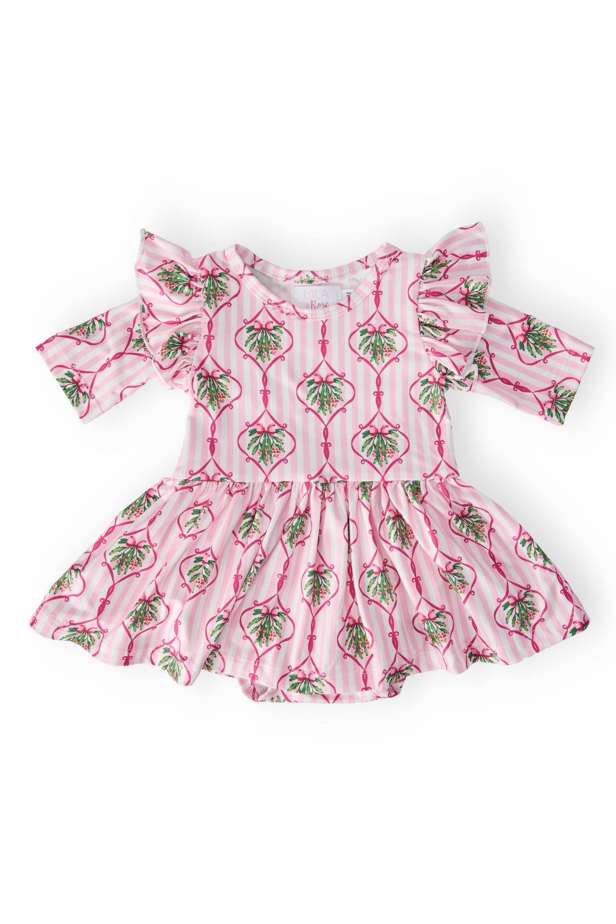 Merry Mistletoe 3/4 Sleeve Twirl Flutter Bodysuit 1