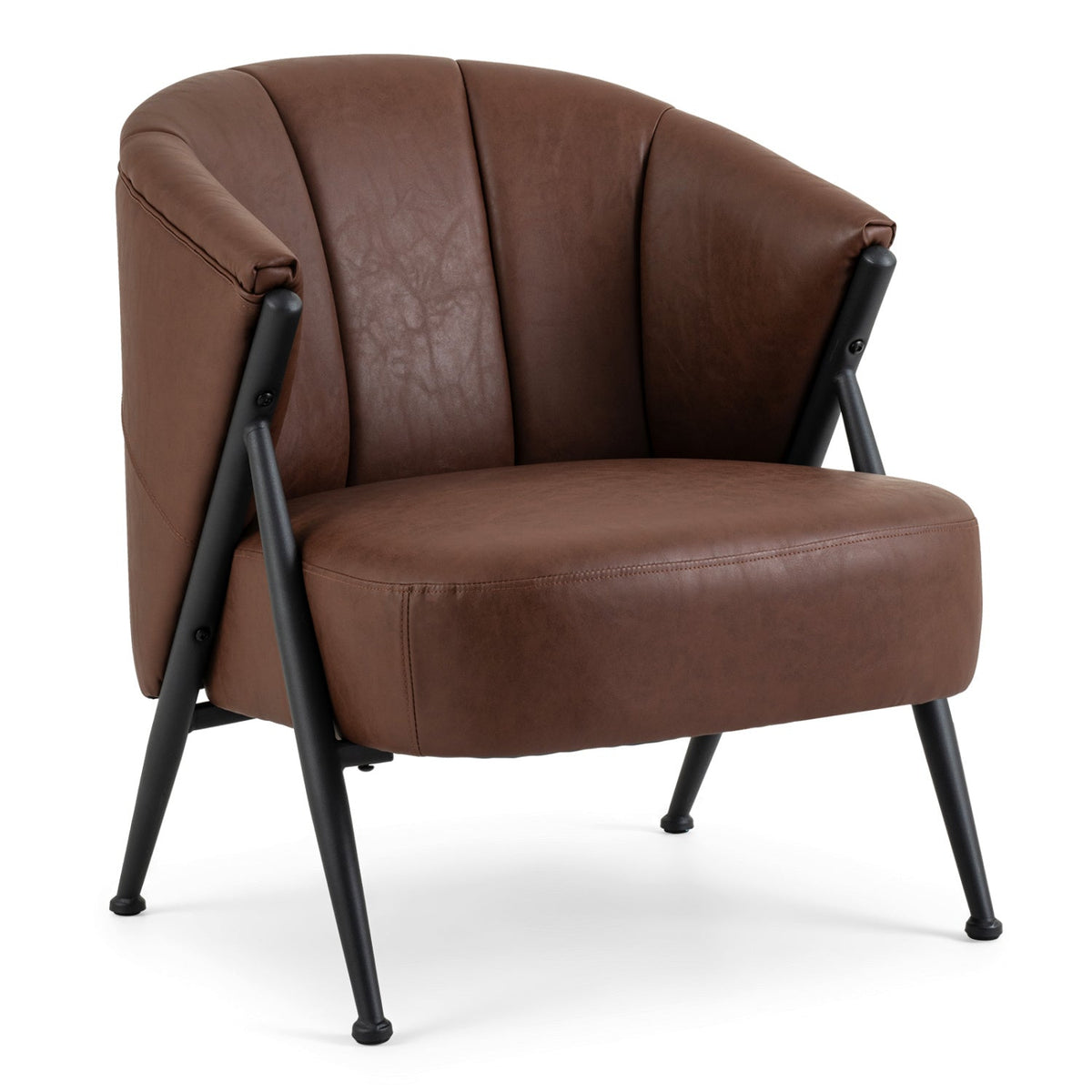 Mid Century Accent Chair with Curved Backrest - Brown 3