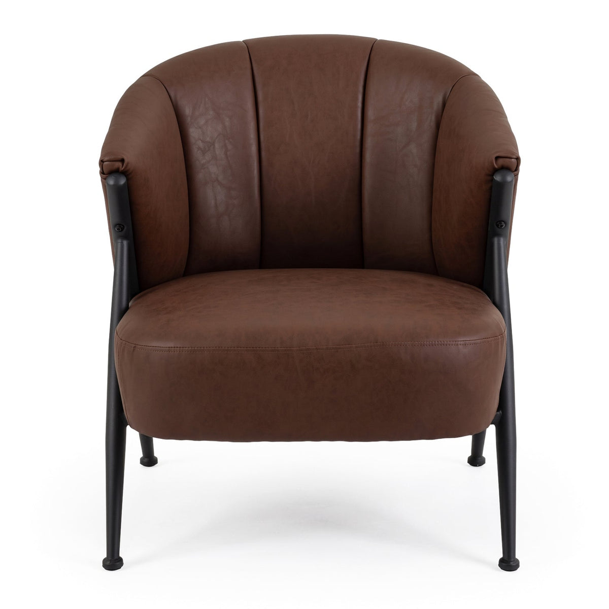 Mid Century Accent Chair with Curved Backrest - Brown 4