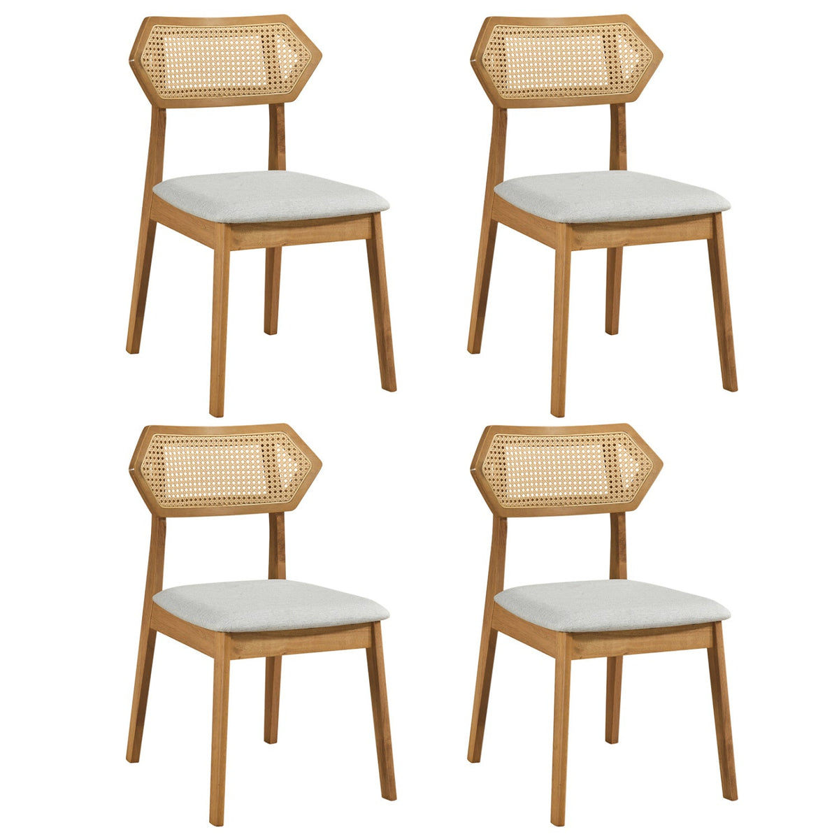 Rattan Dining Chairs Set of 4 with Curved Back 11