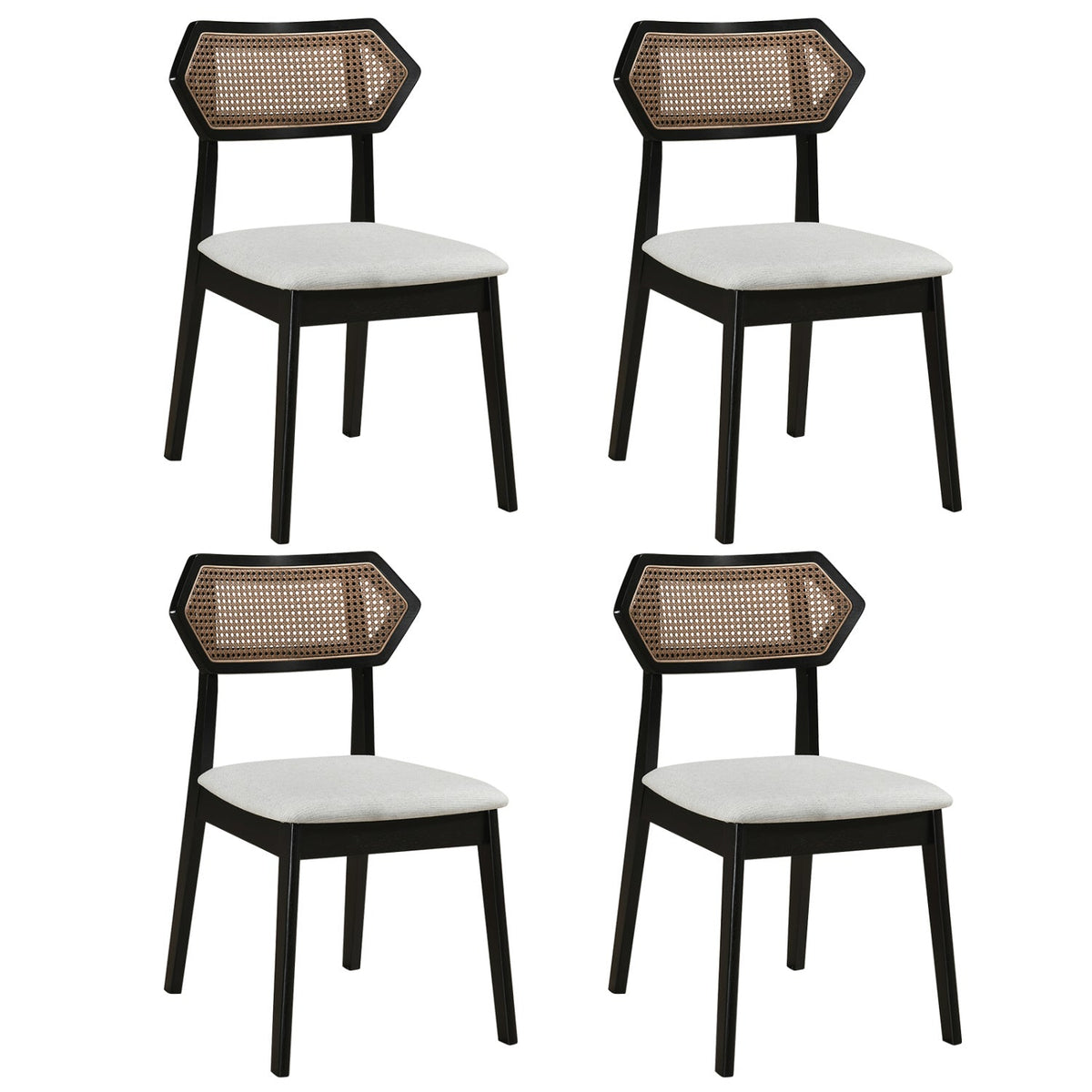 Rattan Dining Chairs Set of 4 with Curved Back 3