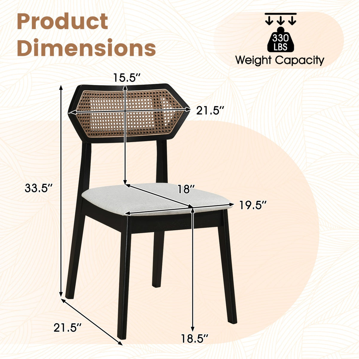 Rattan Dining Chairs Set of 4 with Curved Back 4