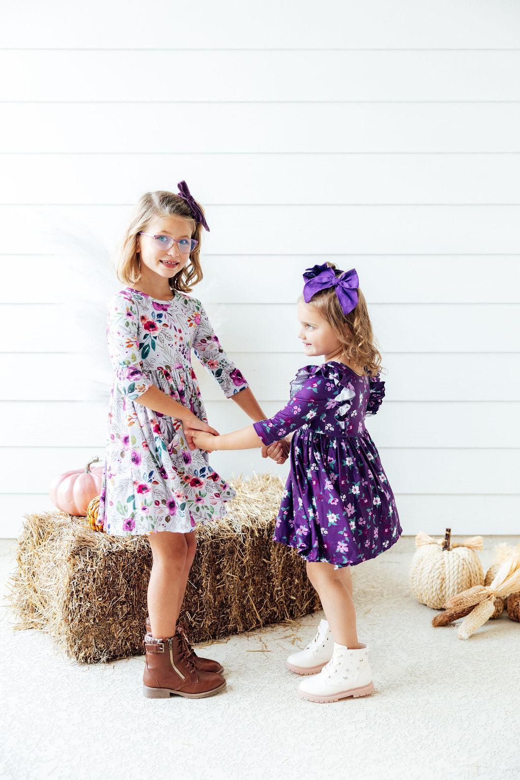 Midnight Rain 3/4 Sleeve Pocket Twirl Dress 3