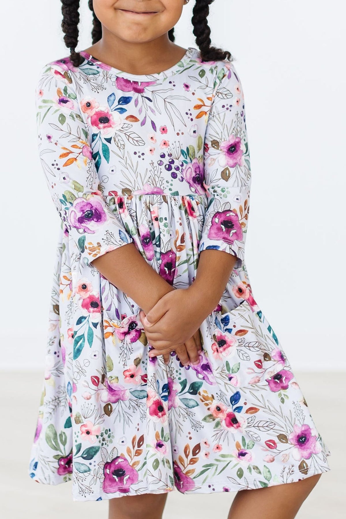 Midnight Rain 3/4 Sleeve Pocket Twirl Dress 4