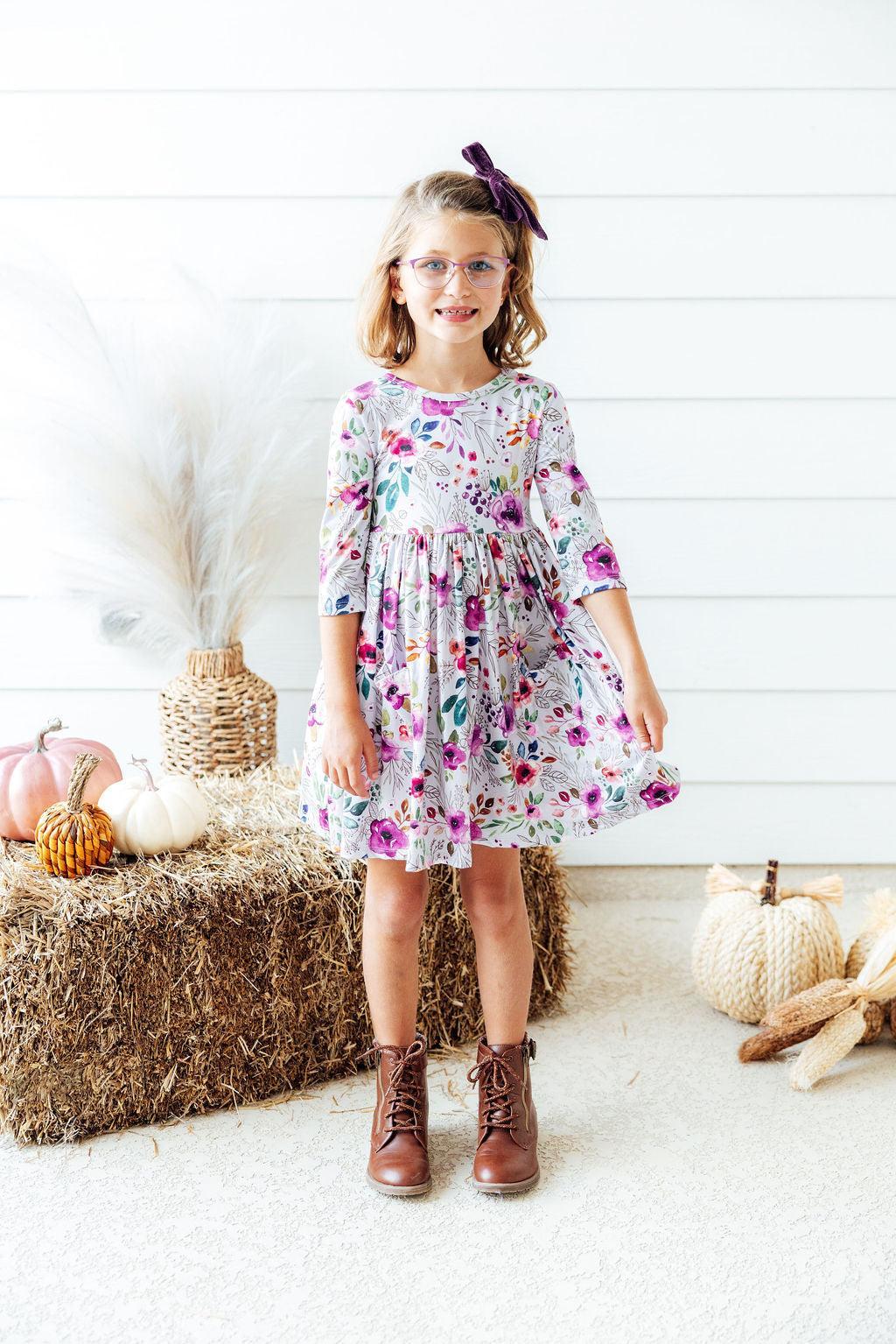 Midnight Rain 3/4 Sleeve Pocket Twirl Dress 1