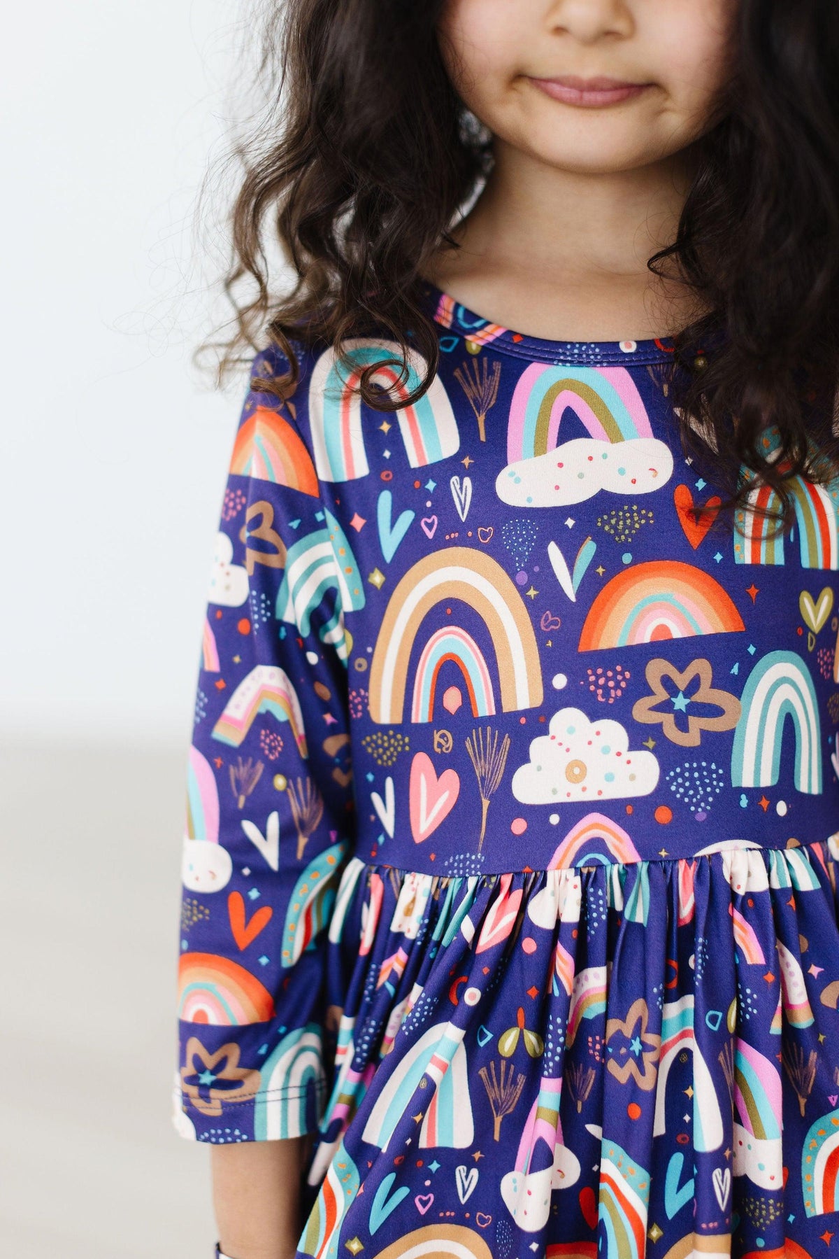 Midnight Rainbow 3/4 Sleeve Pocket Twirl Dress 1