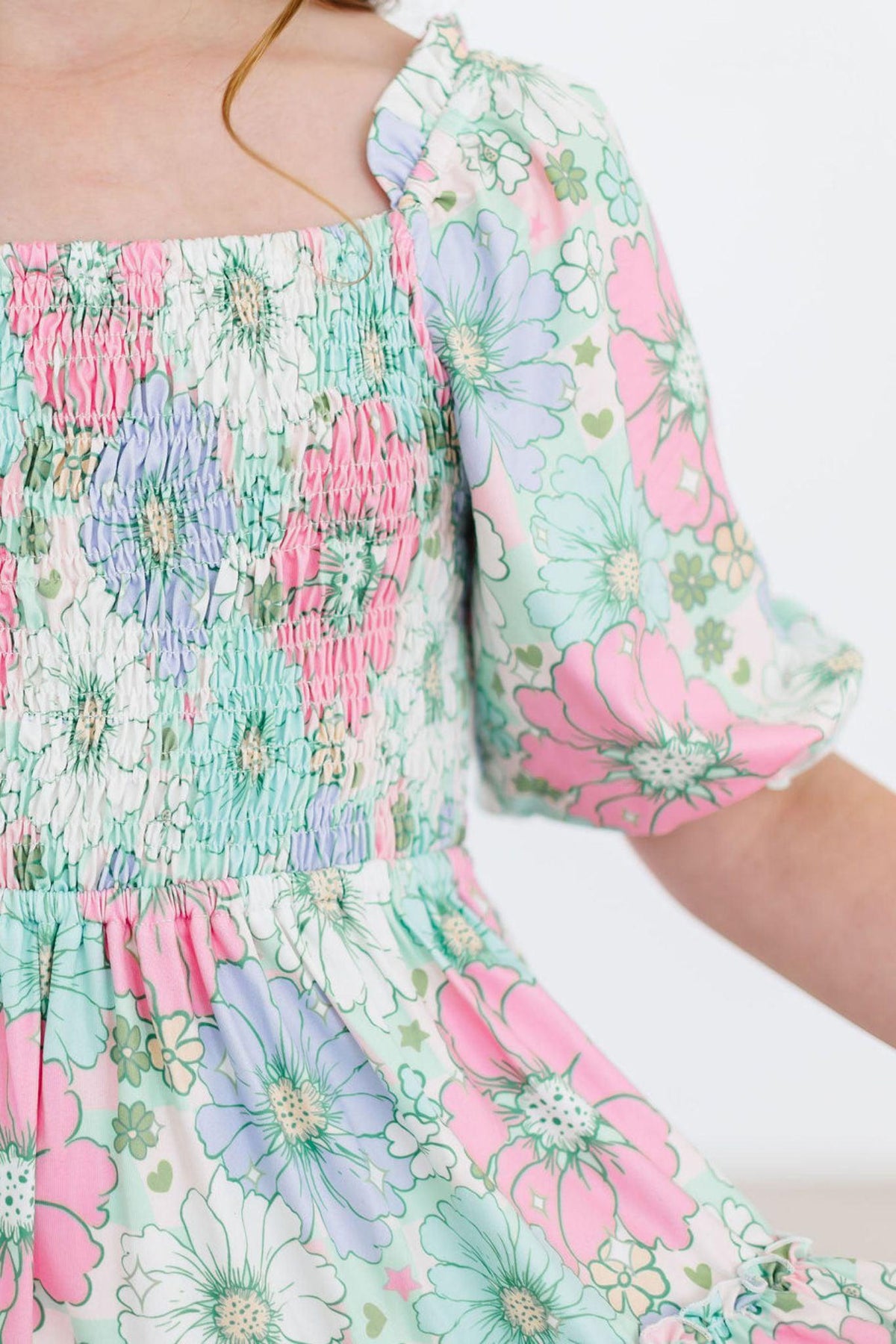 Minty Meadow Smocked Ruffle Dress 4