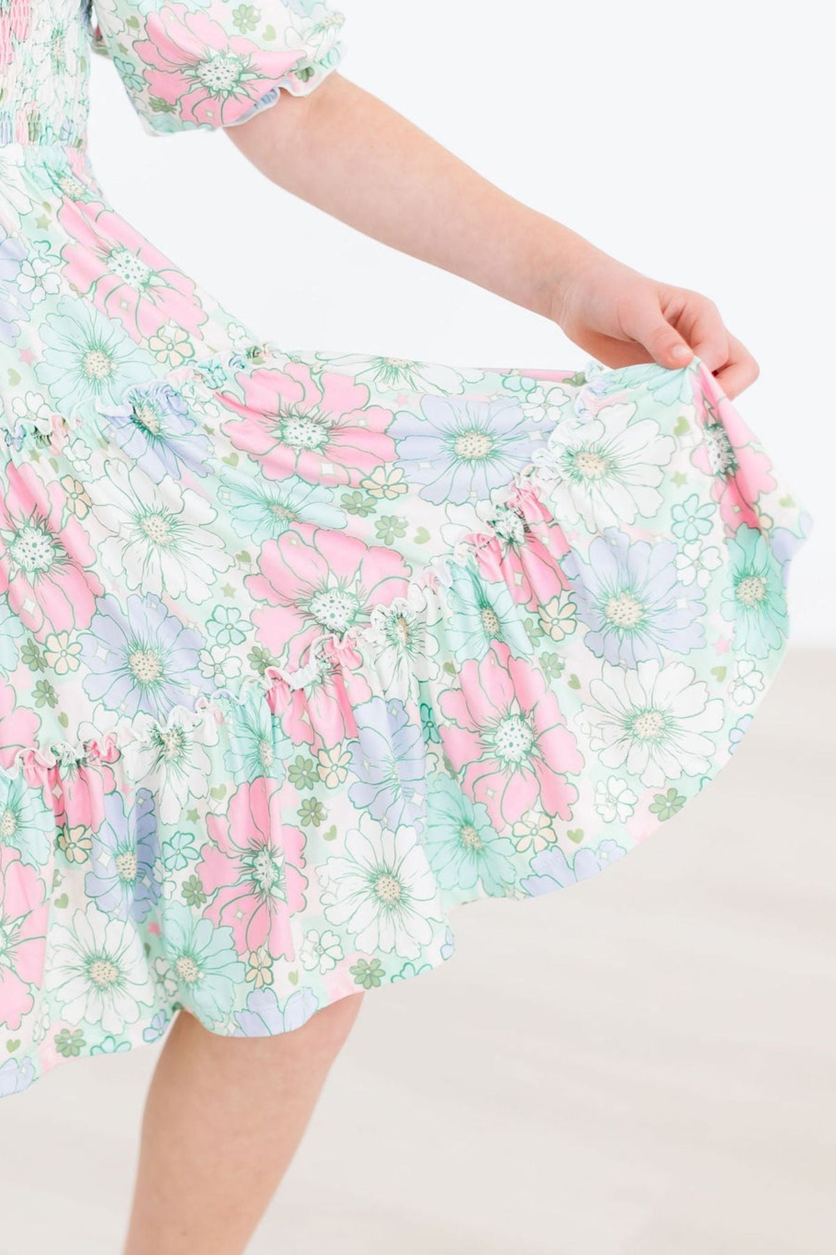 Minty Meadow Smocked Ruffle Dress 7
