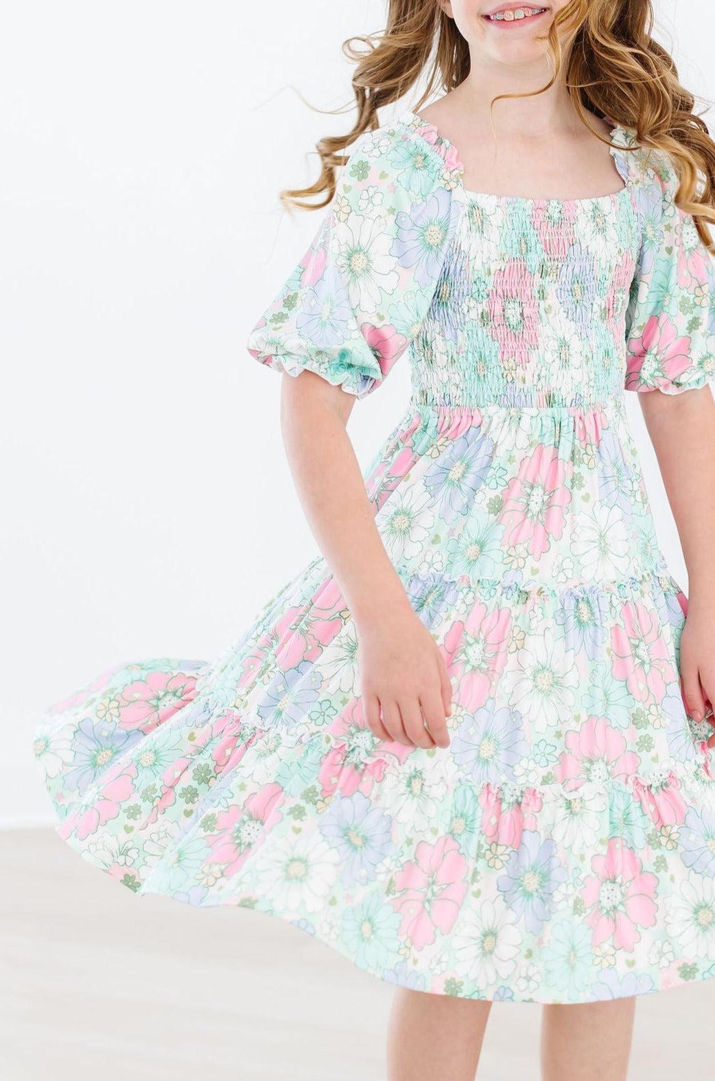 Minty Meadow Smocked Ruffle Dress 3