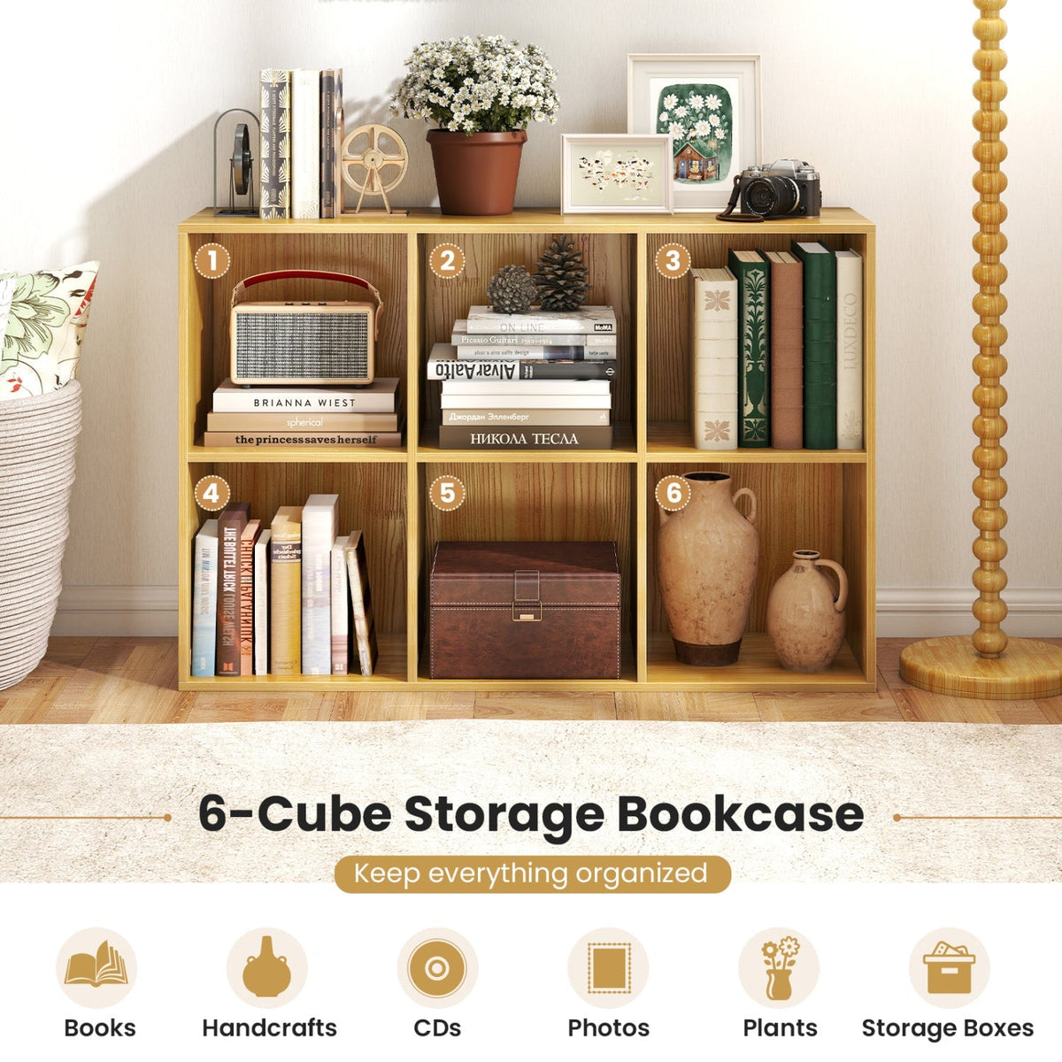 6-Cube Bookcase with Anti-Tipping Kit - Burlywood 5