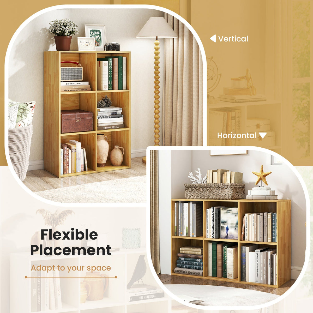 6-Cube Bookcase with Anti-Tipping Kit - Burlywood 6