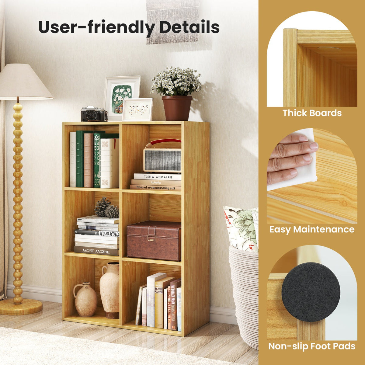 6-Cube Bookcase with Anti-Tipping Kit - Burlywood 8
