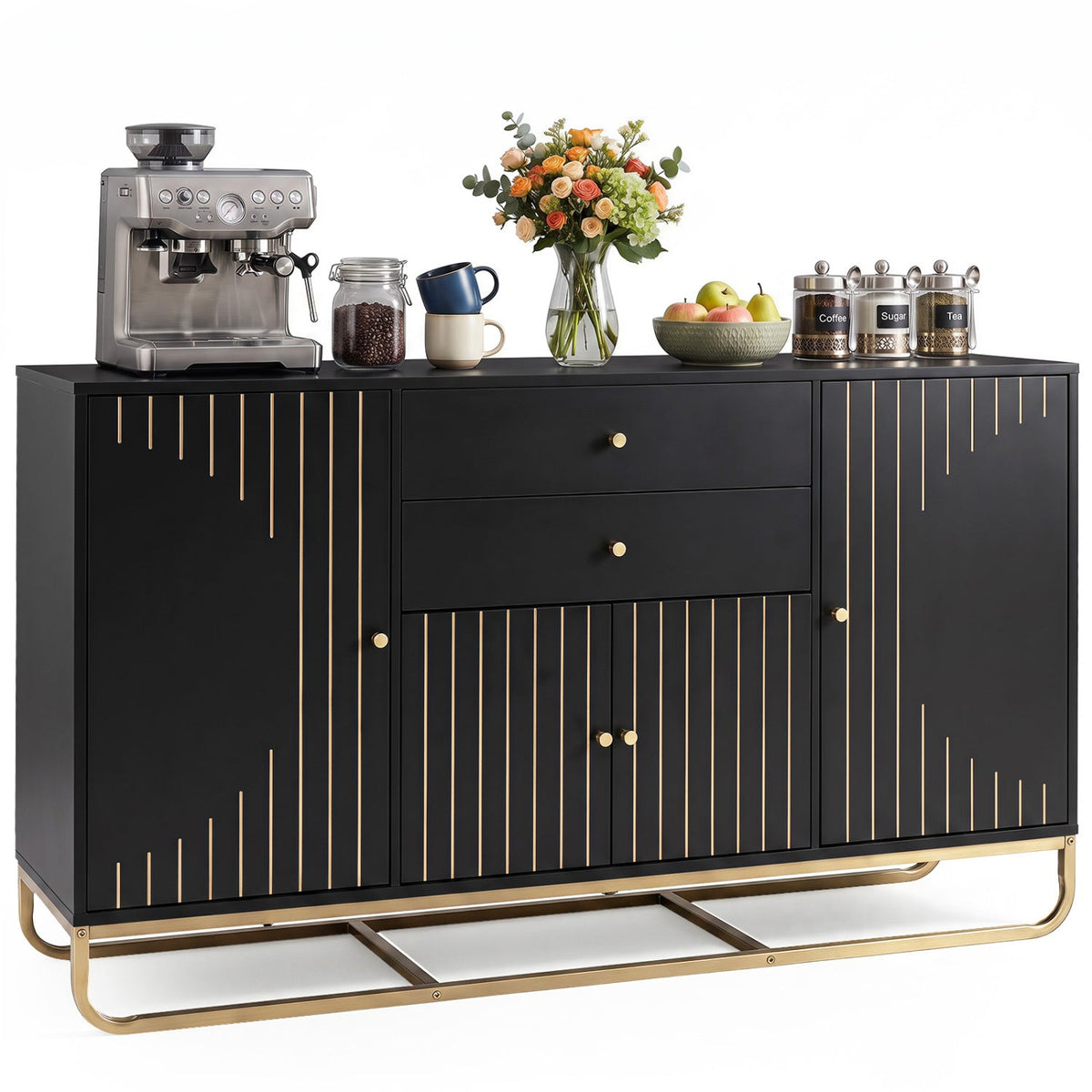Modern Buffet Sideboard Cabinet with 2 Drawers & Adjustable Shelves 12