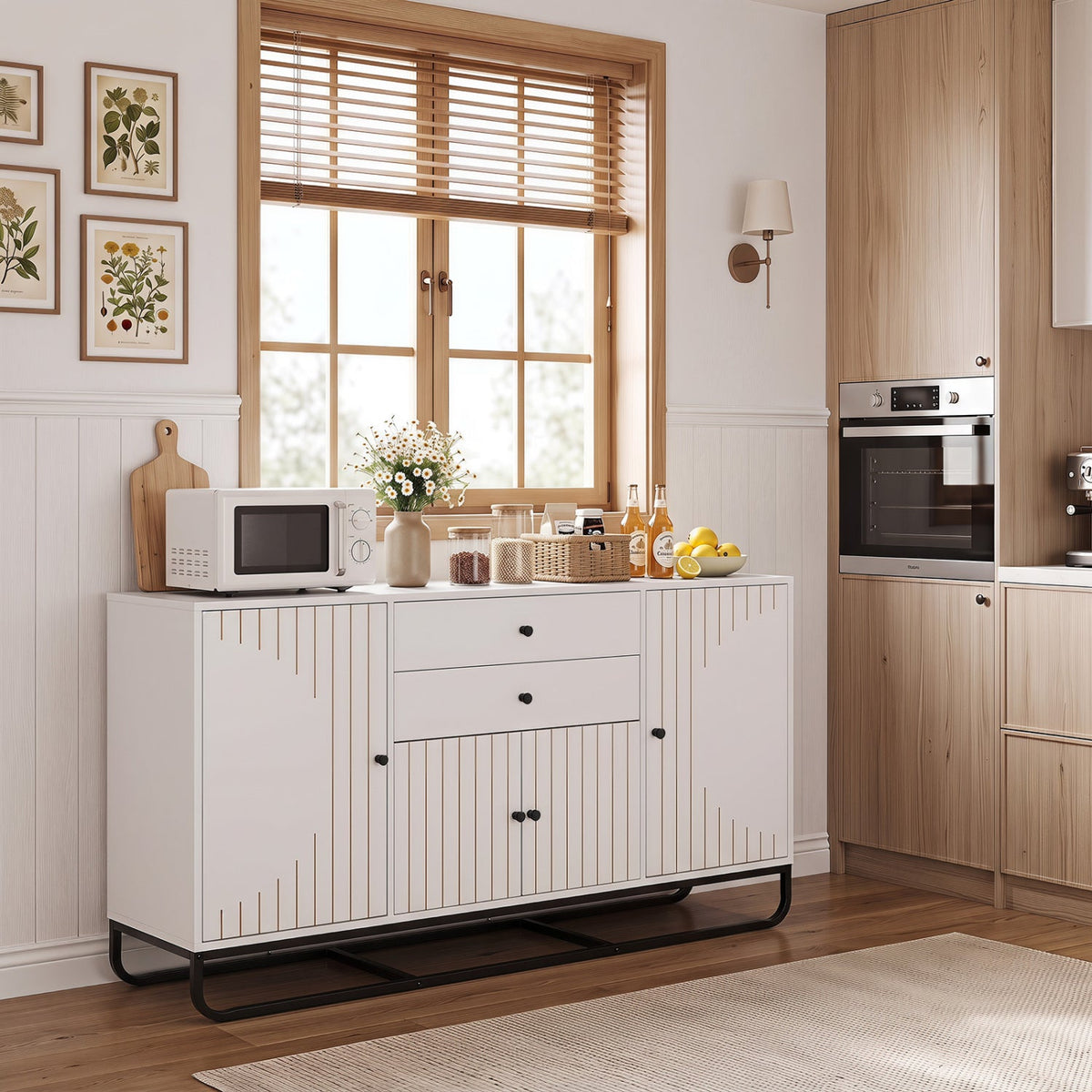 Modern Buffet Sideboard Cabinet with 2 Drawers & Adjustable Shelves 1
