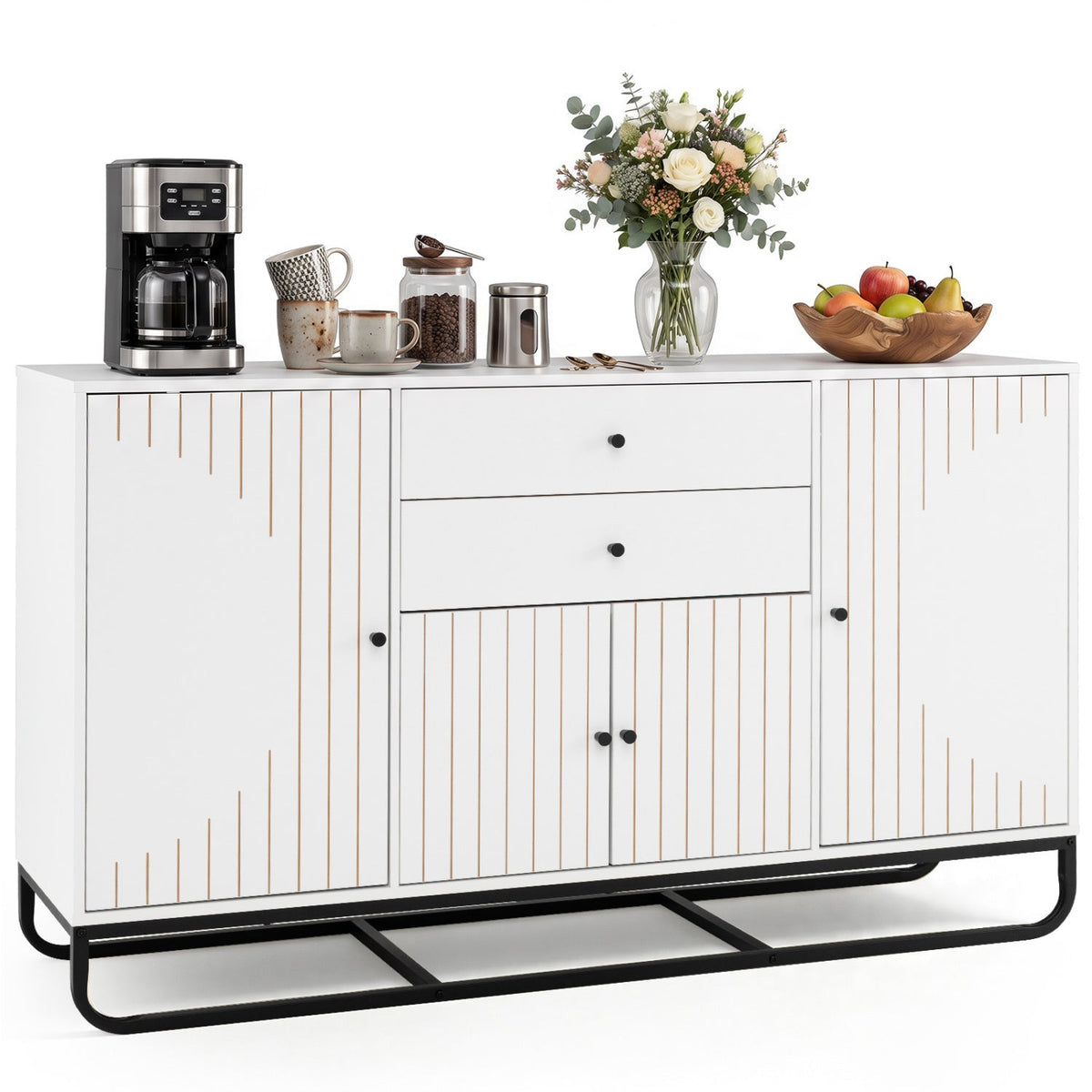 Modern Buffet Sideboard Cabinet with 2 Drawers & Adjustable Shelves 4