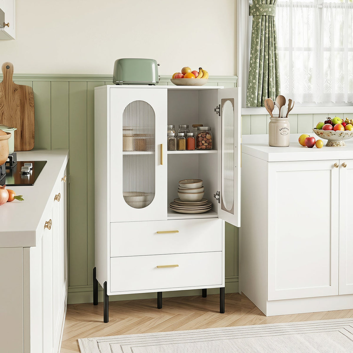 Modern Sideboard Buffet Cabinet with Fluted Doors 1