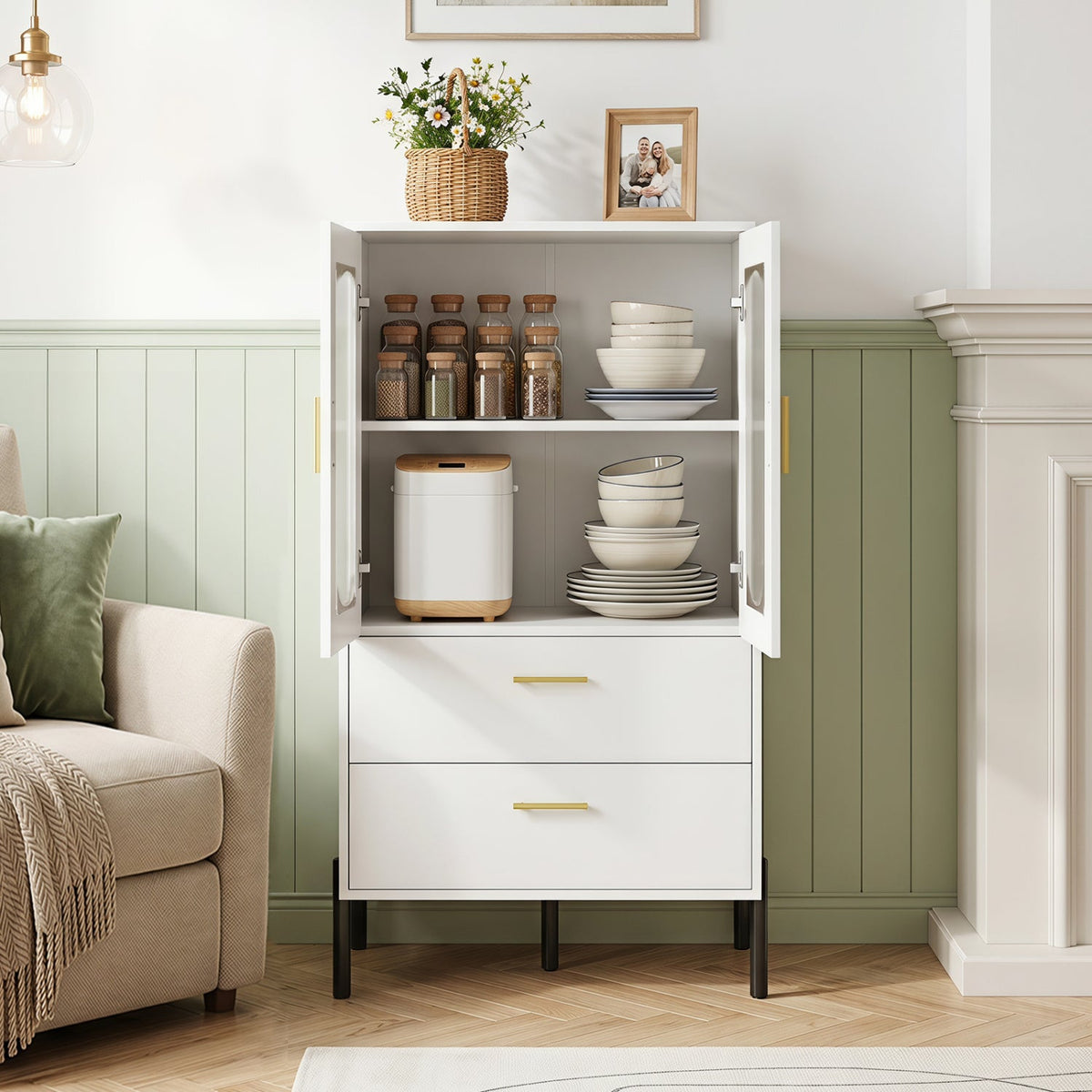 Modern Sideboard Buffet Cabinet with Fluted Doors 2