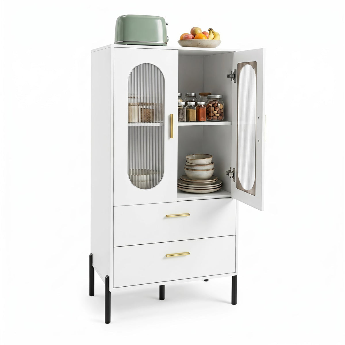 Modern Sideboard Buffet Cabinet with Fluted Doors 4