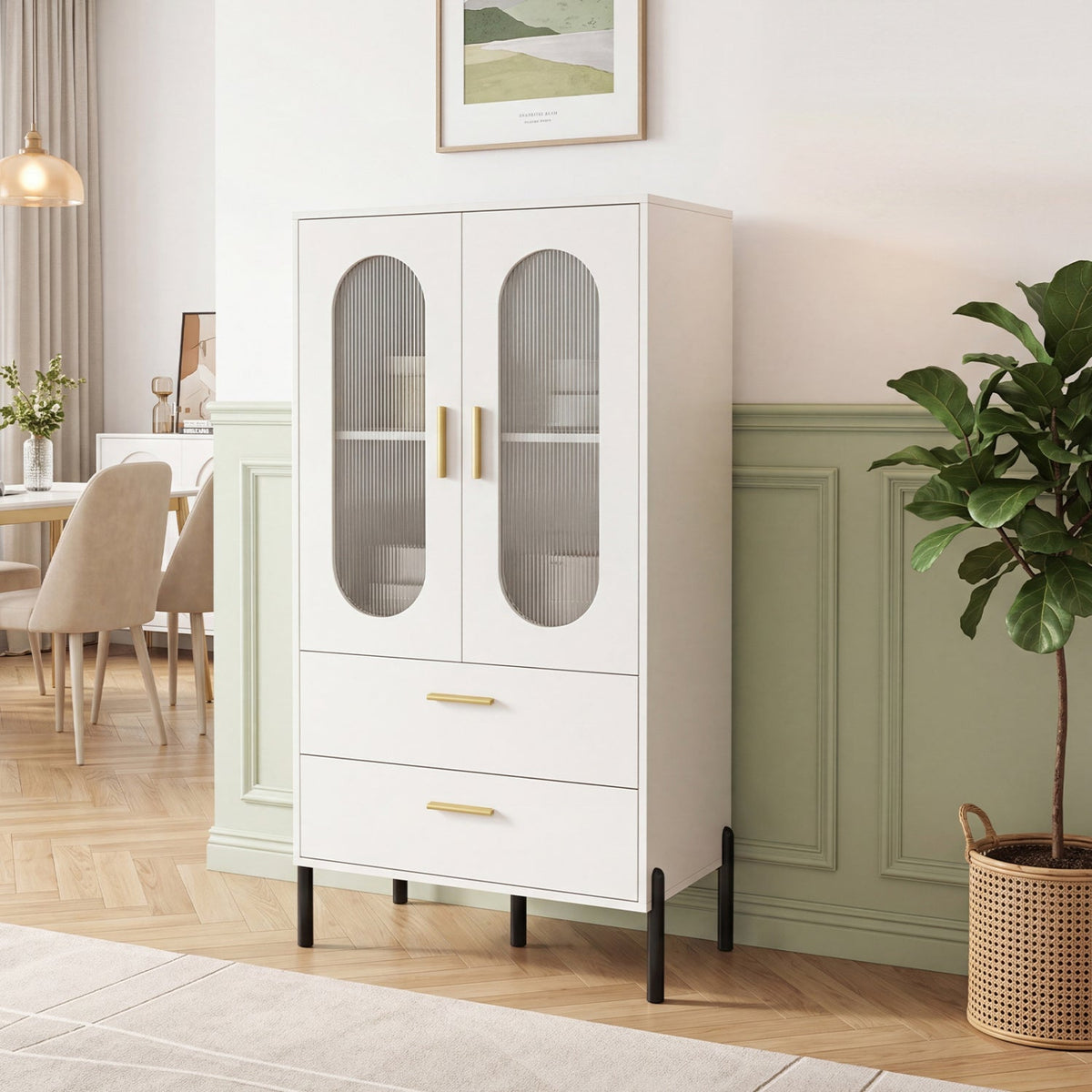 Modern Sideboard Buffet Cabinet with Fluted Doors 6