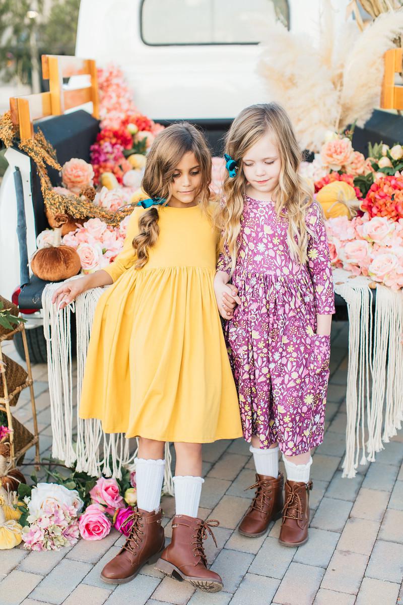 Mustard 3/4 Sleeve Pocket Twirl Dress 4