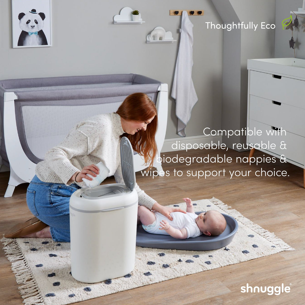 Changing Essentials Kit: Shnuggle Changing Mat + Diaper Pail + Better Bag Liners (90 Day Supply) 3