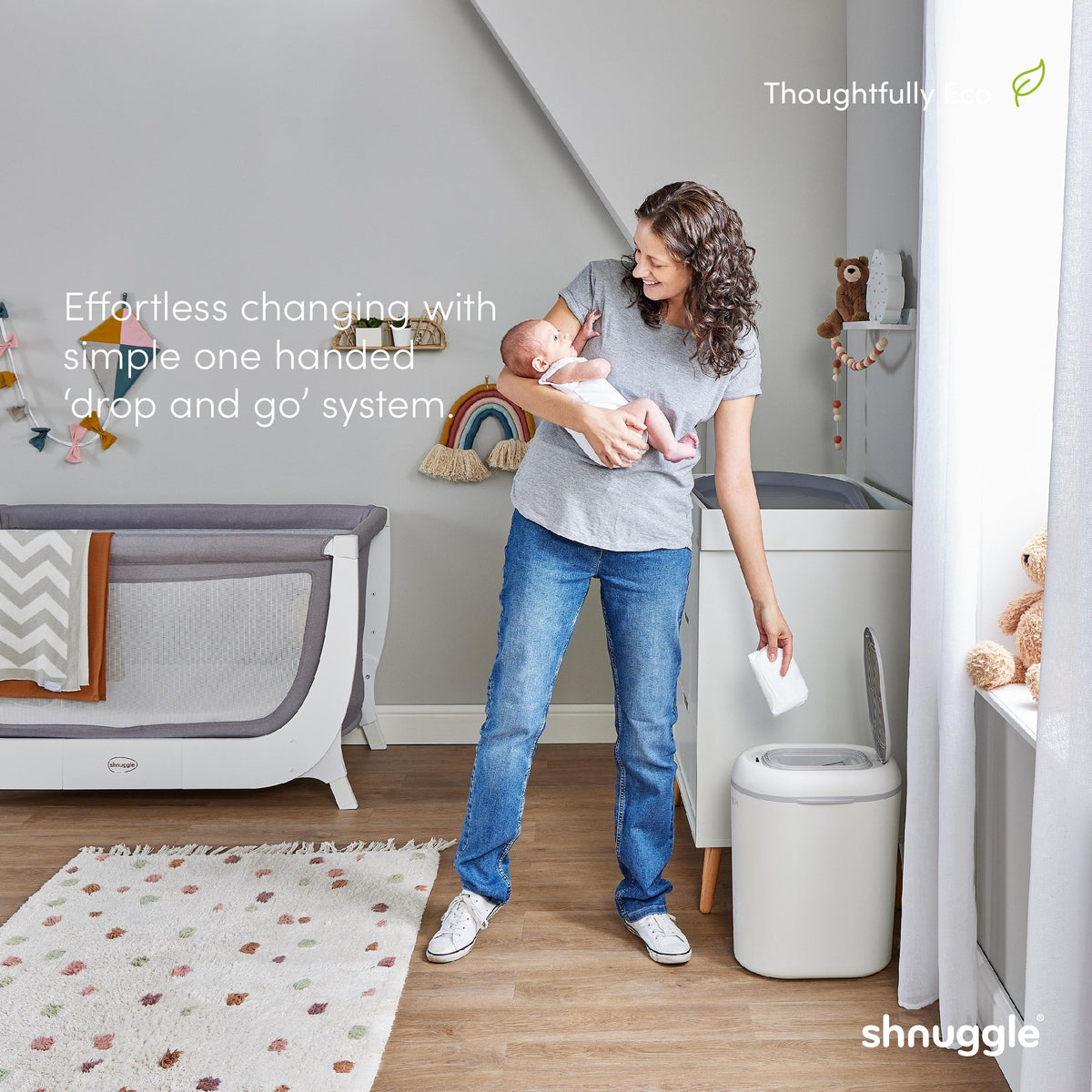 Changing Essentials Kit: Shnuggle Changing Mat + Diaper Pail + Better Bag Liners (90 Day Supply) 7
