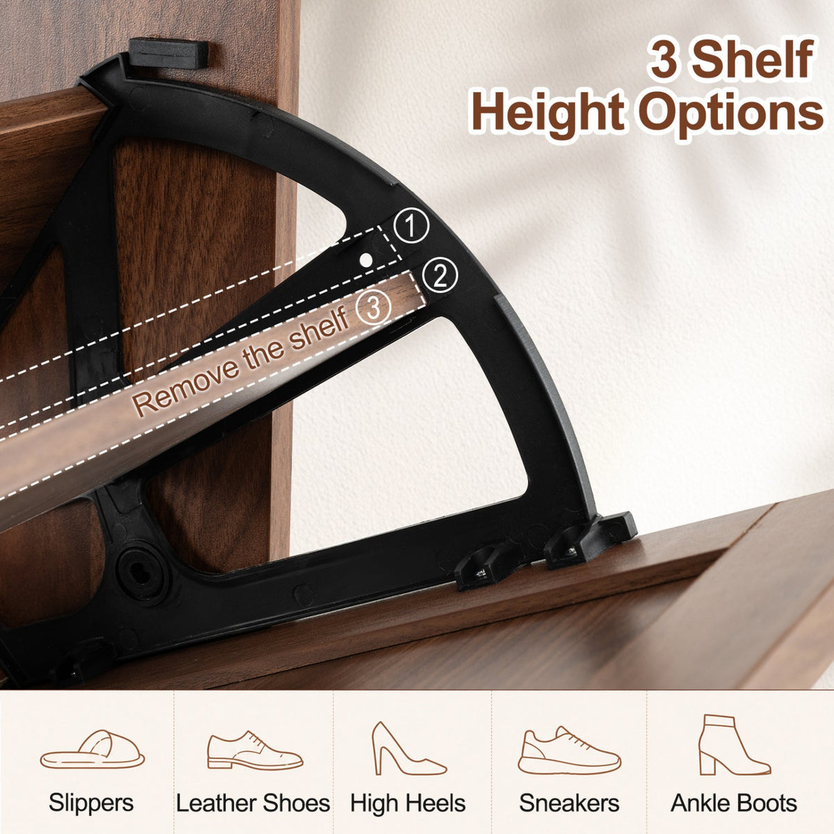 Narrow Shoe Cabinet with Flip Drawers and Adjustable Shelves 8