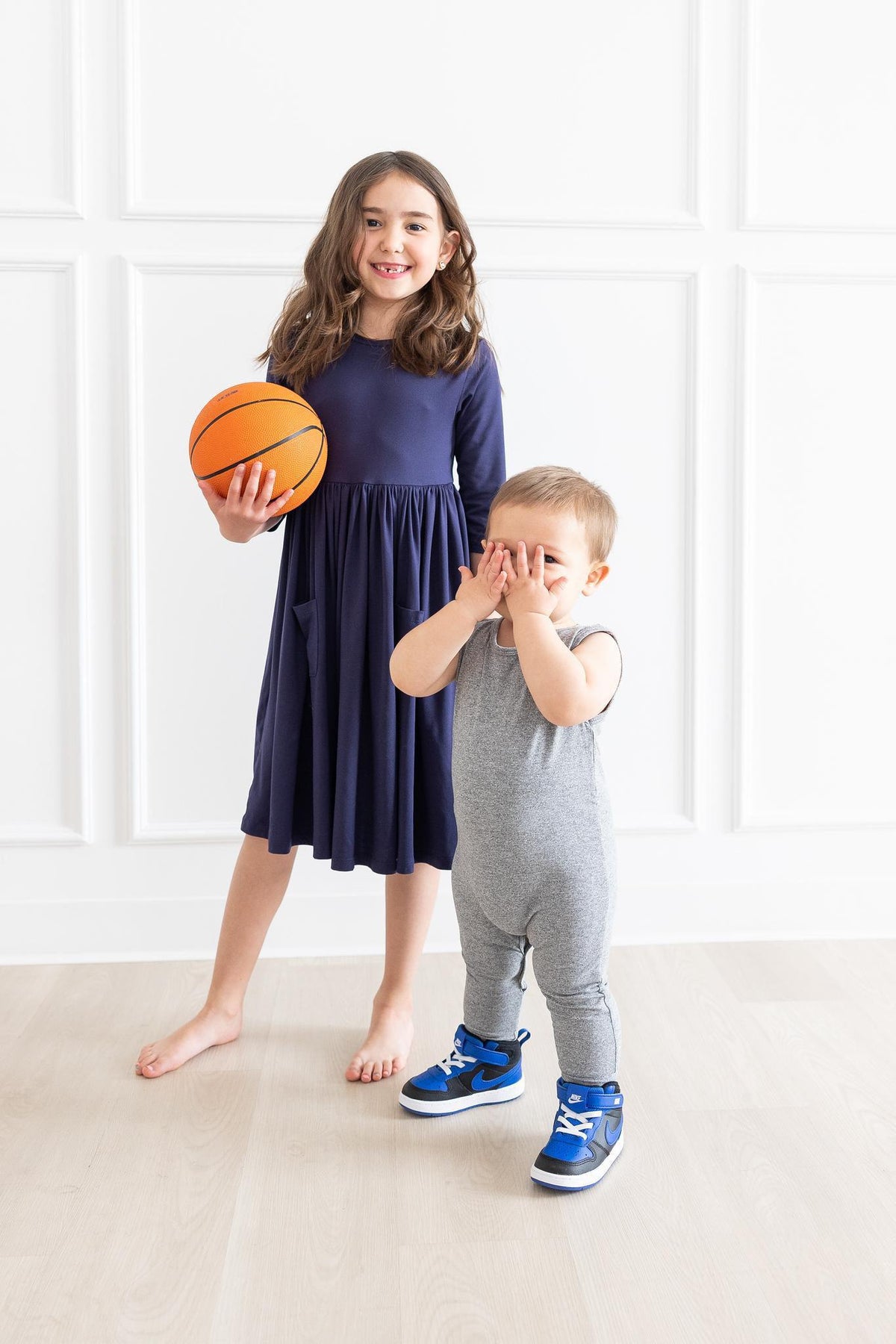 Navy 3/4 Sleeve Pocket Twirl Dress 2