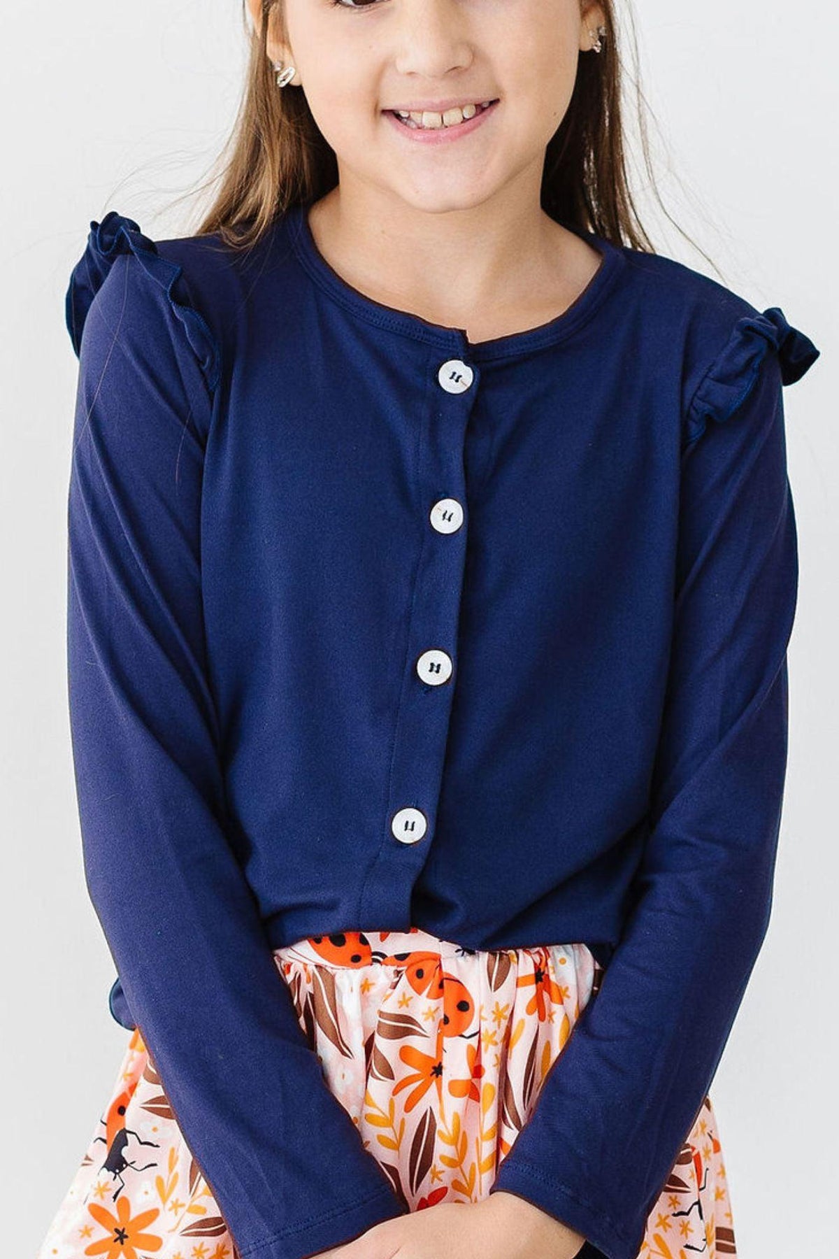 Navy Ruffle Cardigan 3