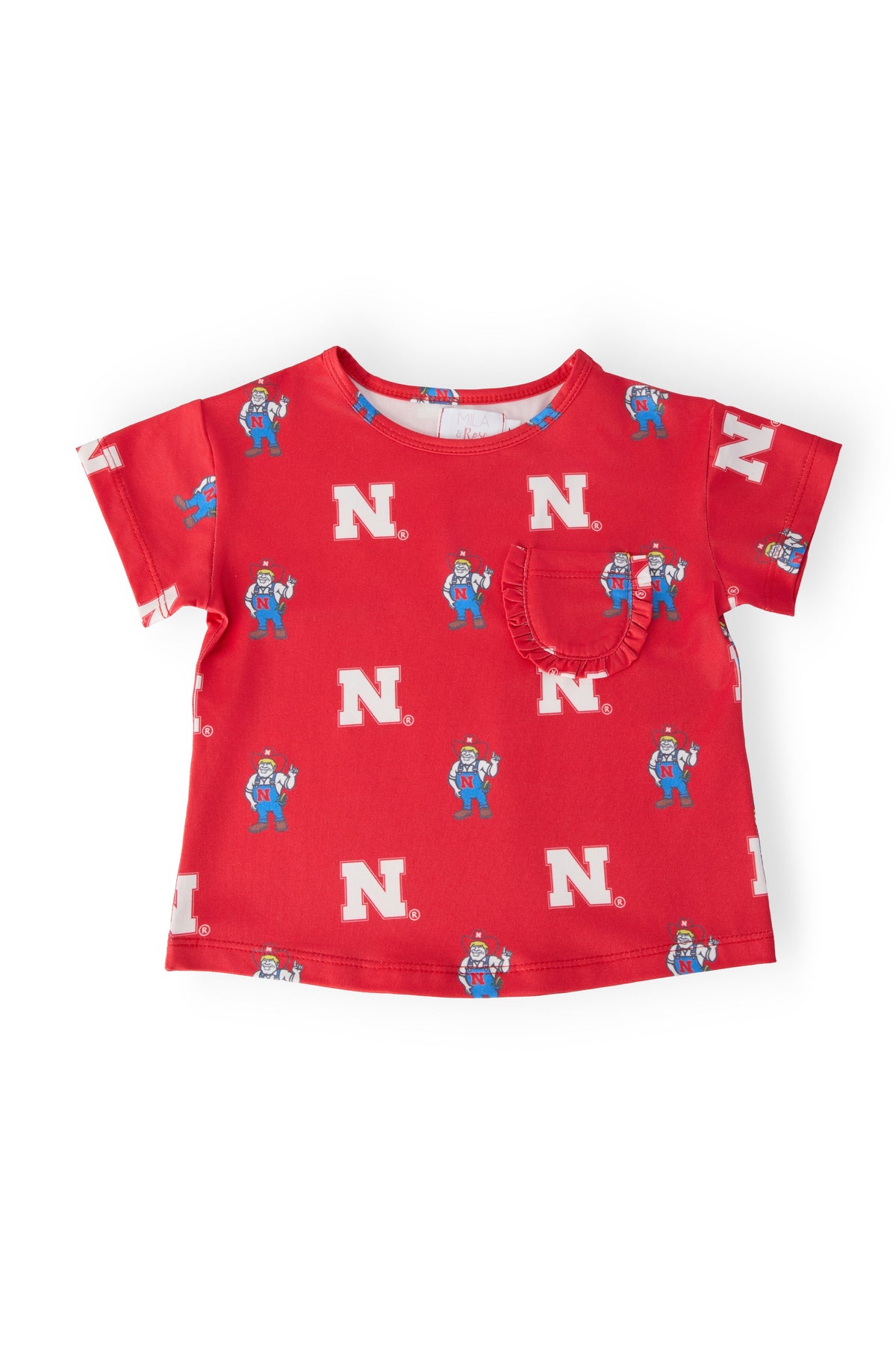 Nebraska Red Herbie Husker Ruffle Pocket Tee 1
