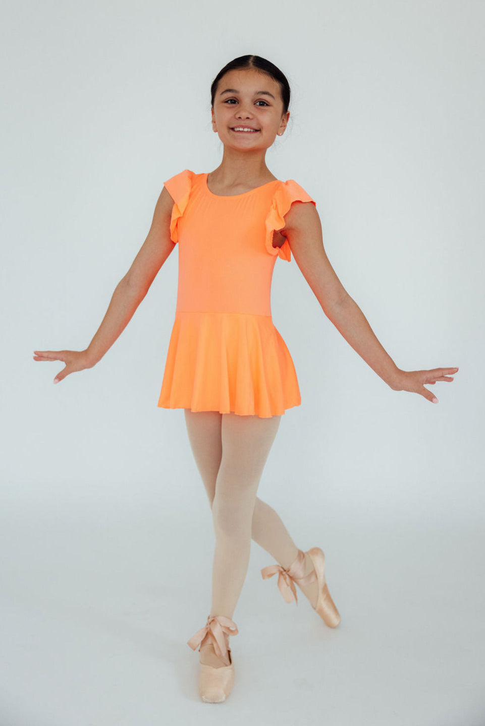 Neon Coral S/S Twirl Leotard 2