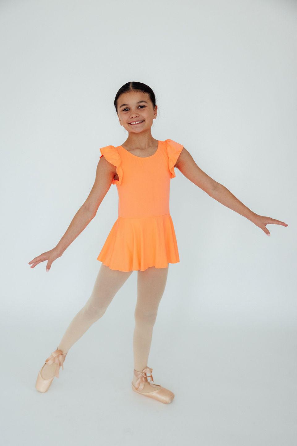 Neon Coral S/S Twirl Leotard 4