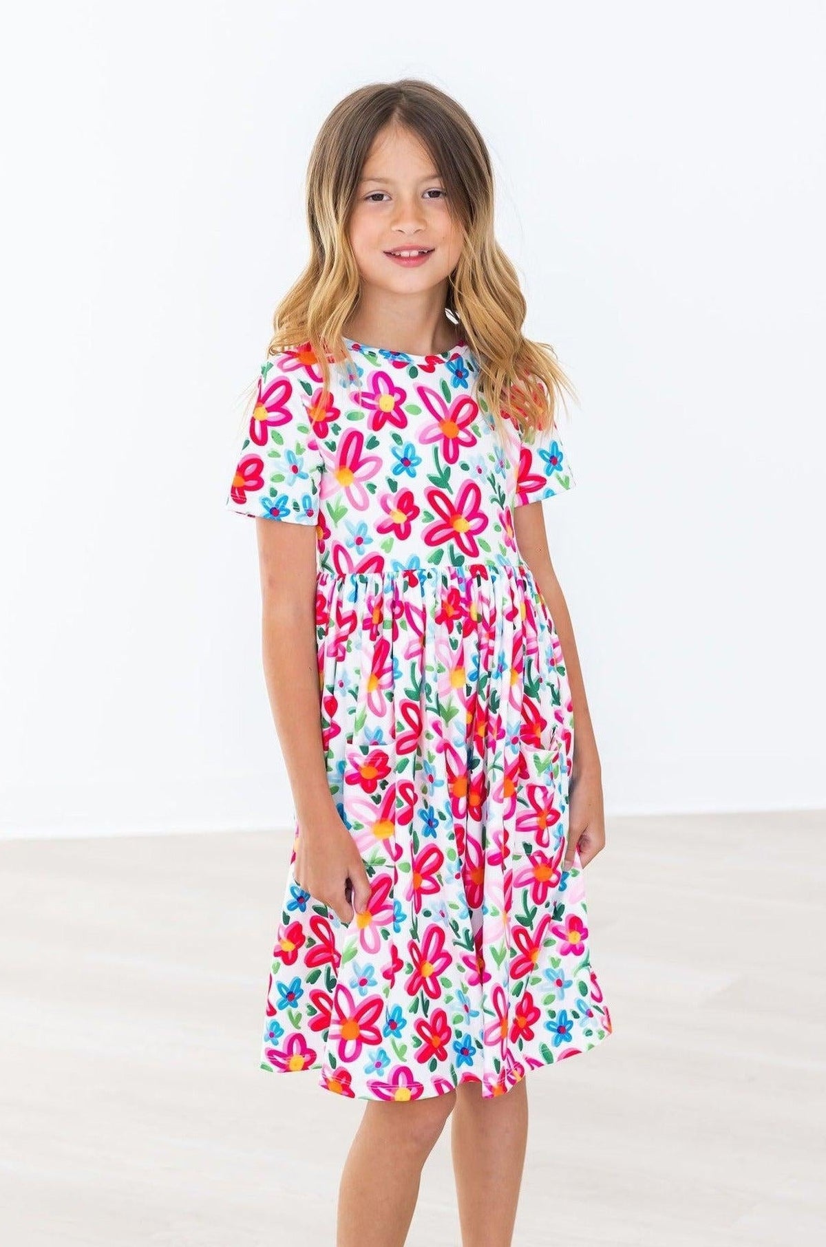 Neon Floral S/S Pocket Twirl Dress 1