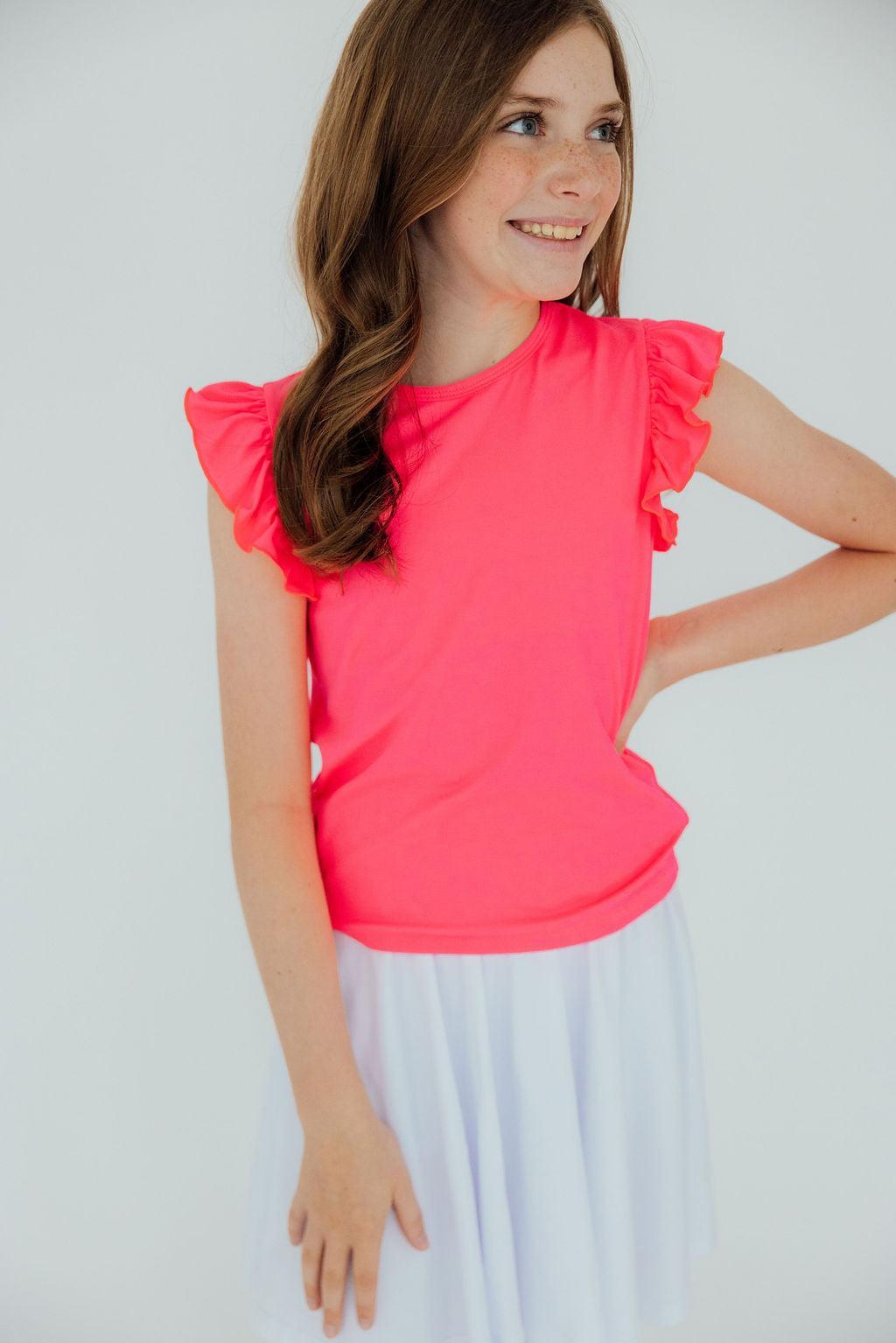 Neon Pink S/S Ruffle Tee 4