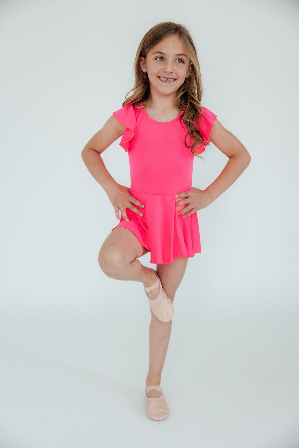 Neon Pink S/S Twirl Leotard 2