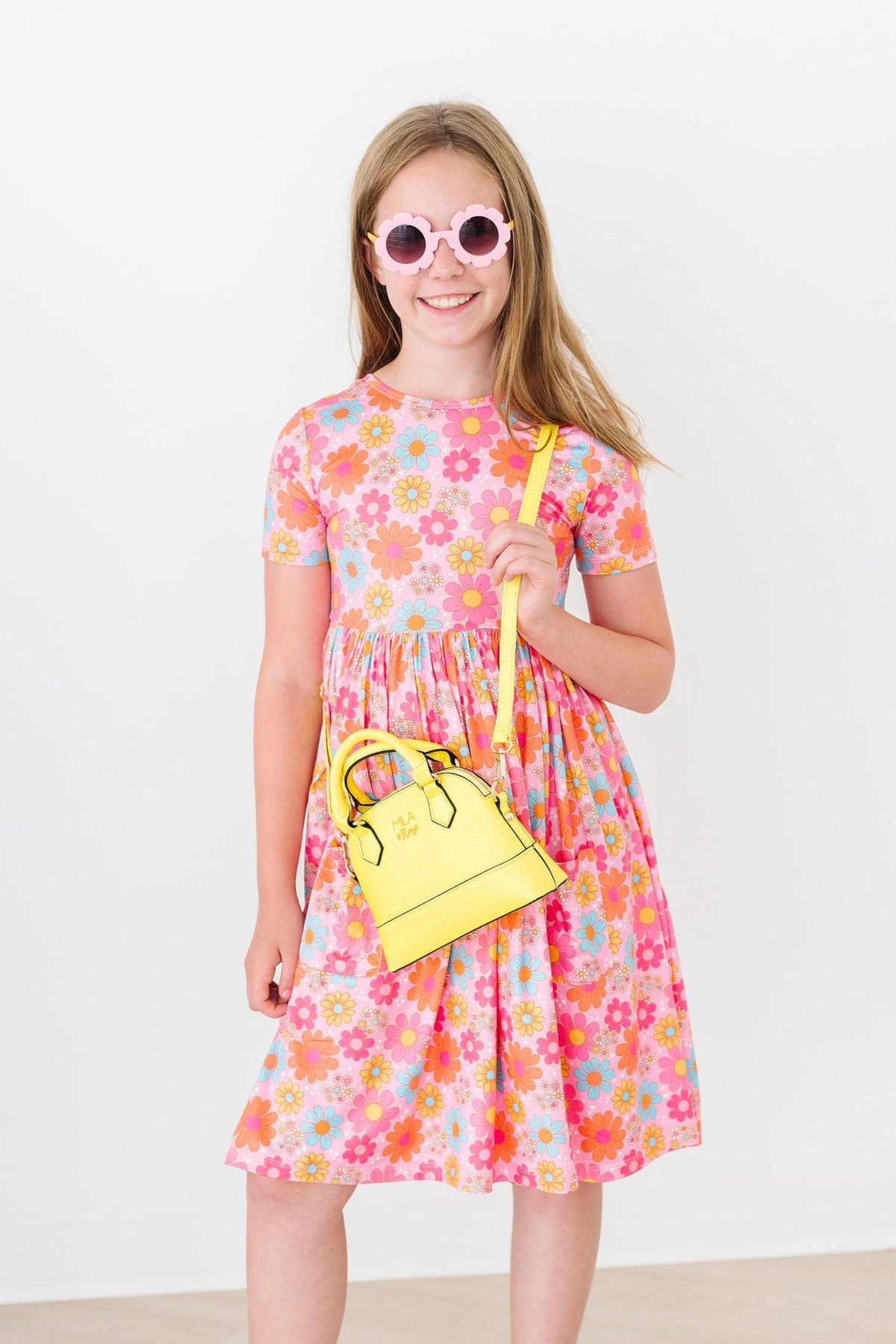 Neon Yellow Glitter Girl's Crossbody Purse 5