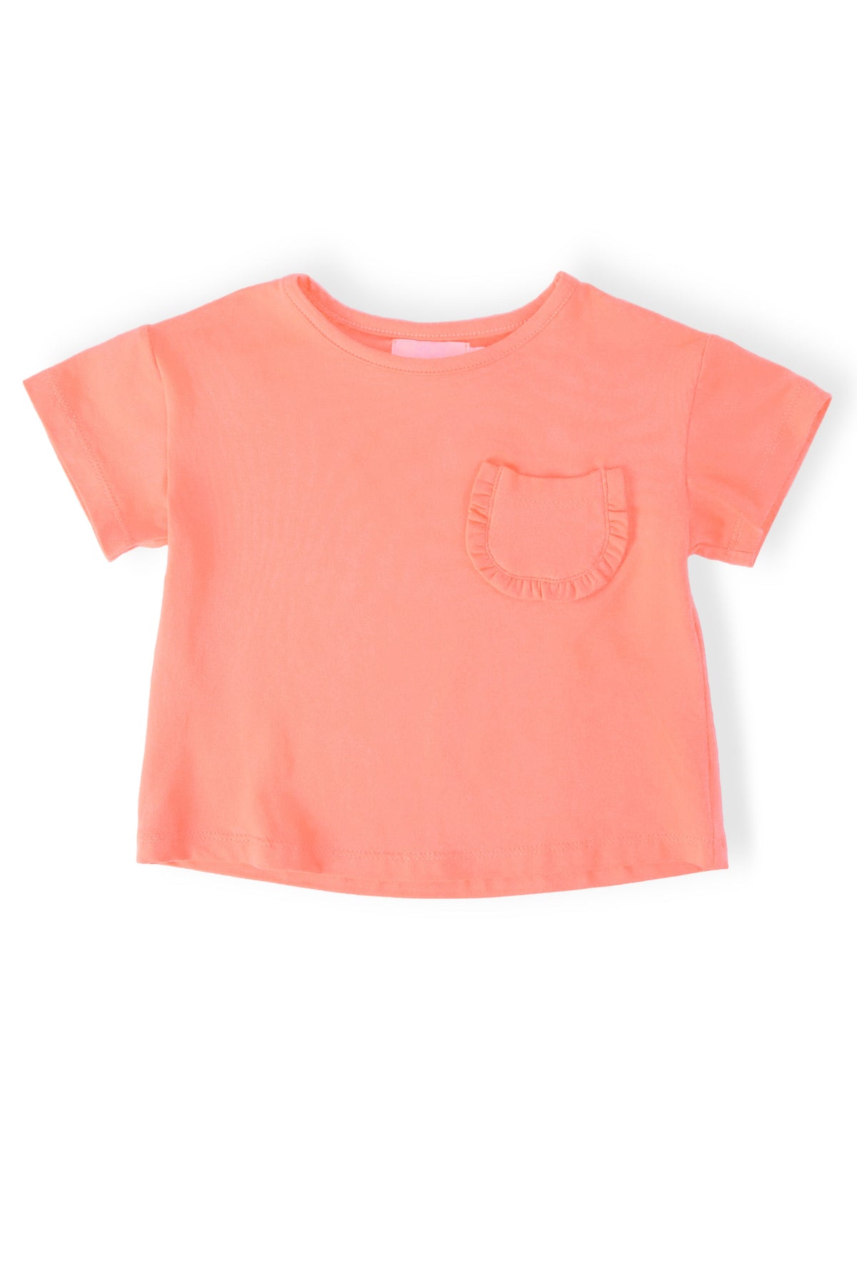 Neon Coral Ruffle Pocket Tee 1