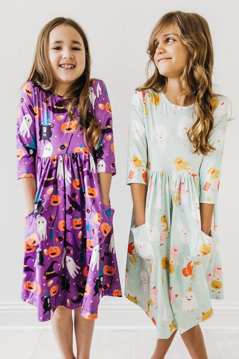 No Tricks, Just Treats 3/4 Sleeve Pocket Twirl Dress 10