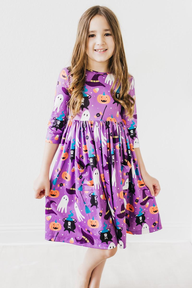 No Tricks, Just Treats 3/4 Sleeve Pocket Twirl Dress 4