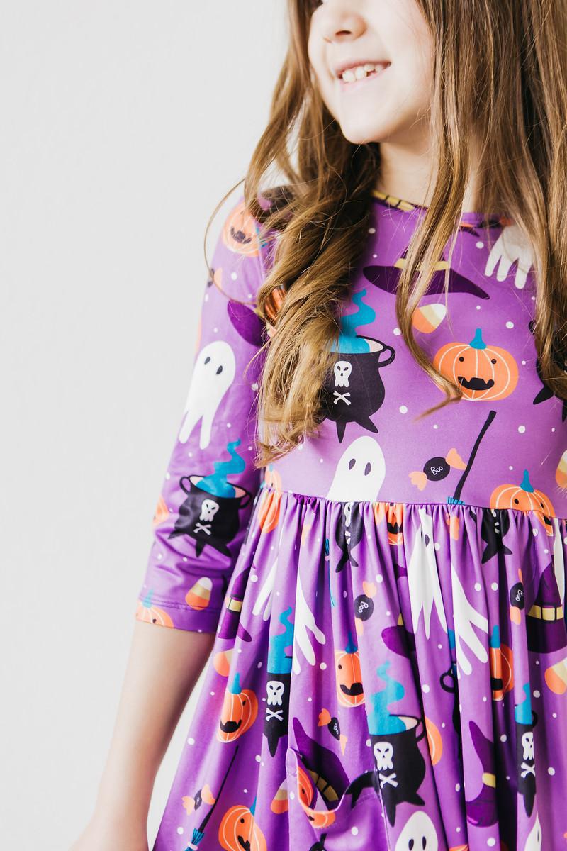 No Tricks, Just Treats 3/4 Sleeve Pocket Twirl Dress 5